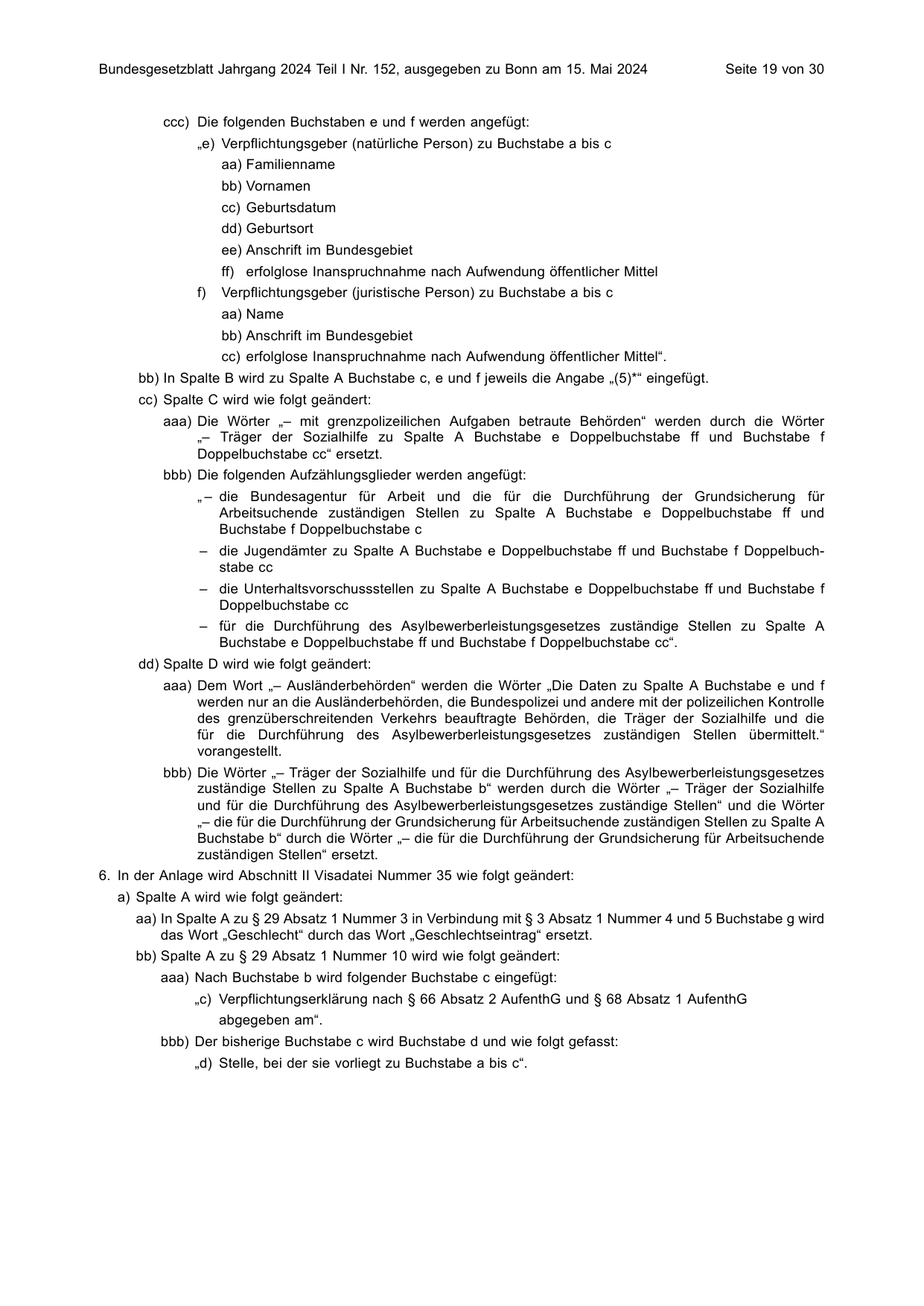 BGBl. 2024, Seite 19 — Originalseite als Abbildung