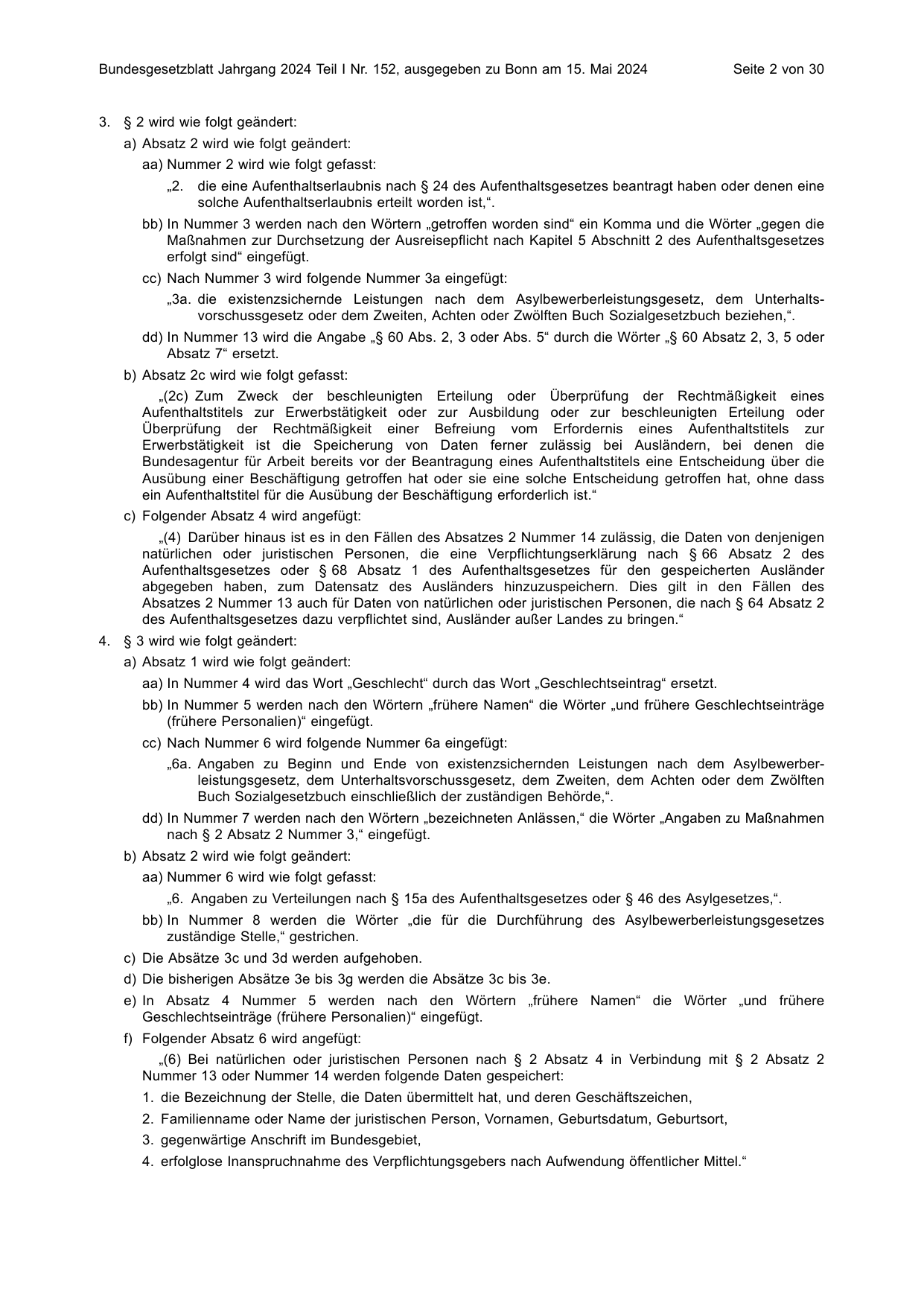 BGBl. 2024, Seite 2 — Originalseite als Abbildung
