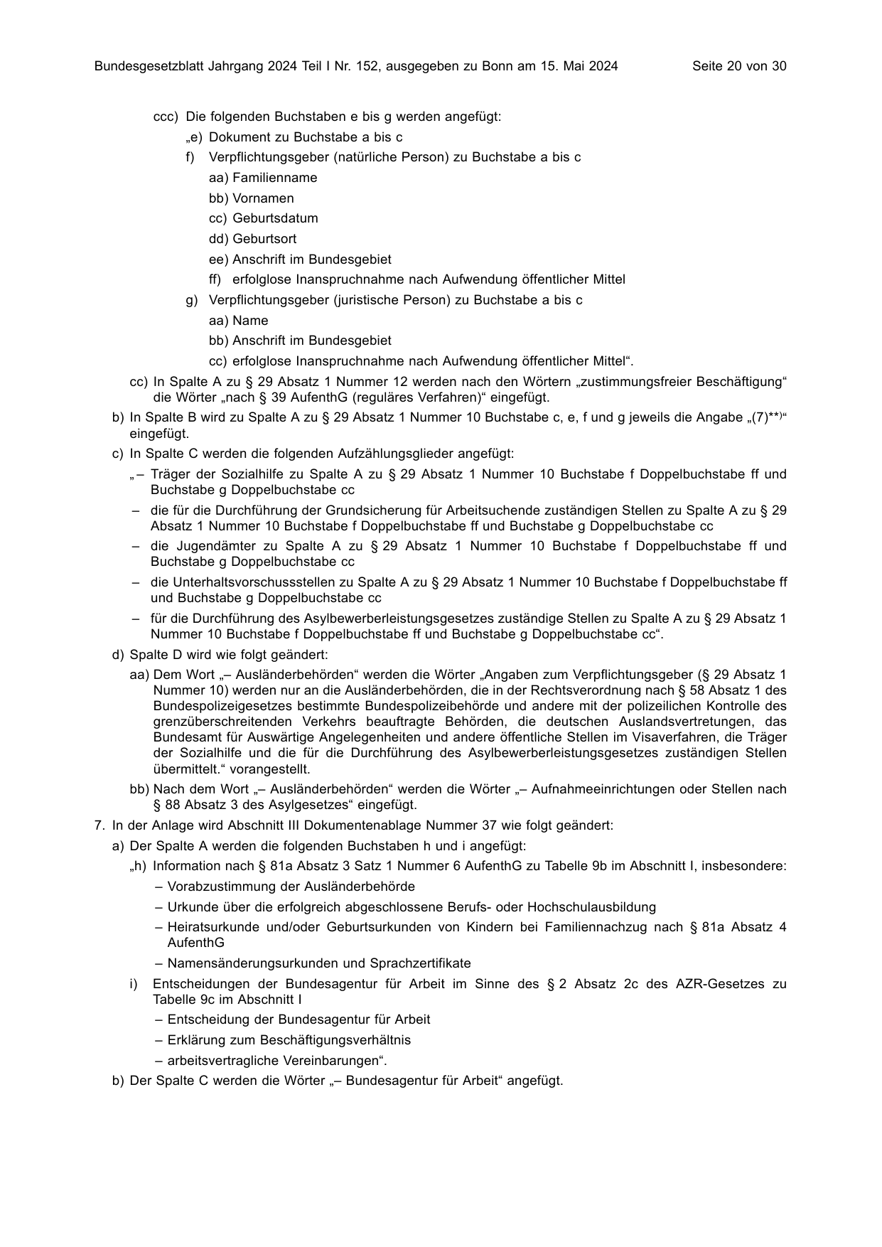 BGBl. 2024, Seite 20 — Originalseite als Abbildung