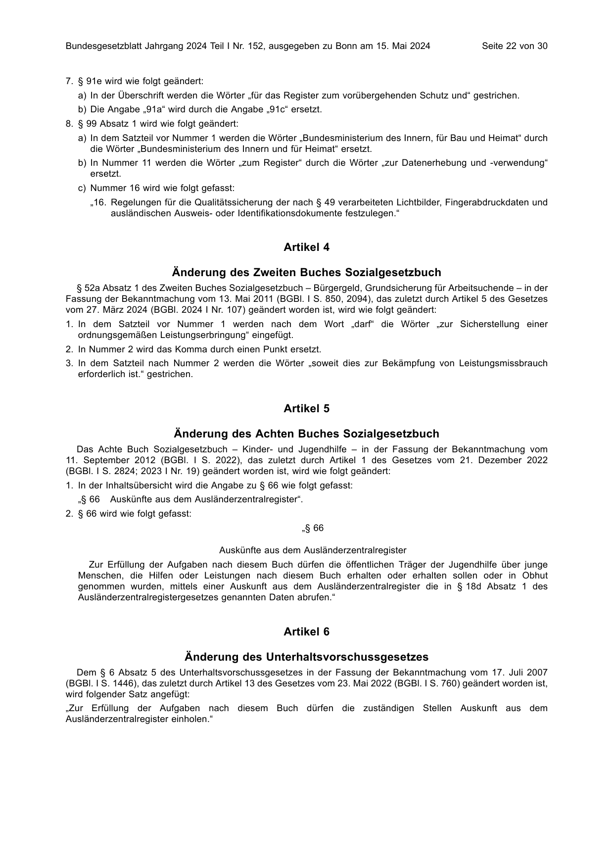 BGBl. 2024, Seite 22 — Originalseite als Abbildung