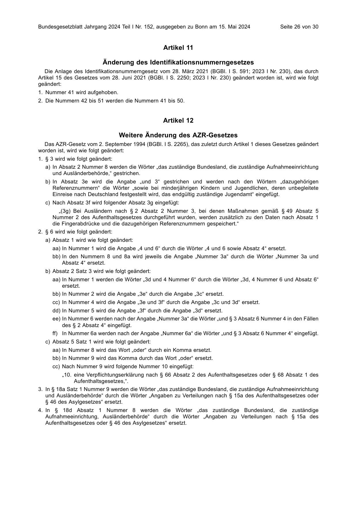 BGBl. 2024, Seite 26 — Originalseite als Abbildung