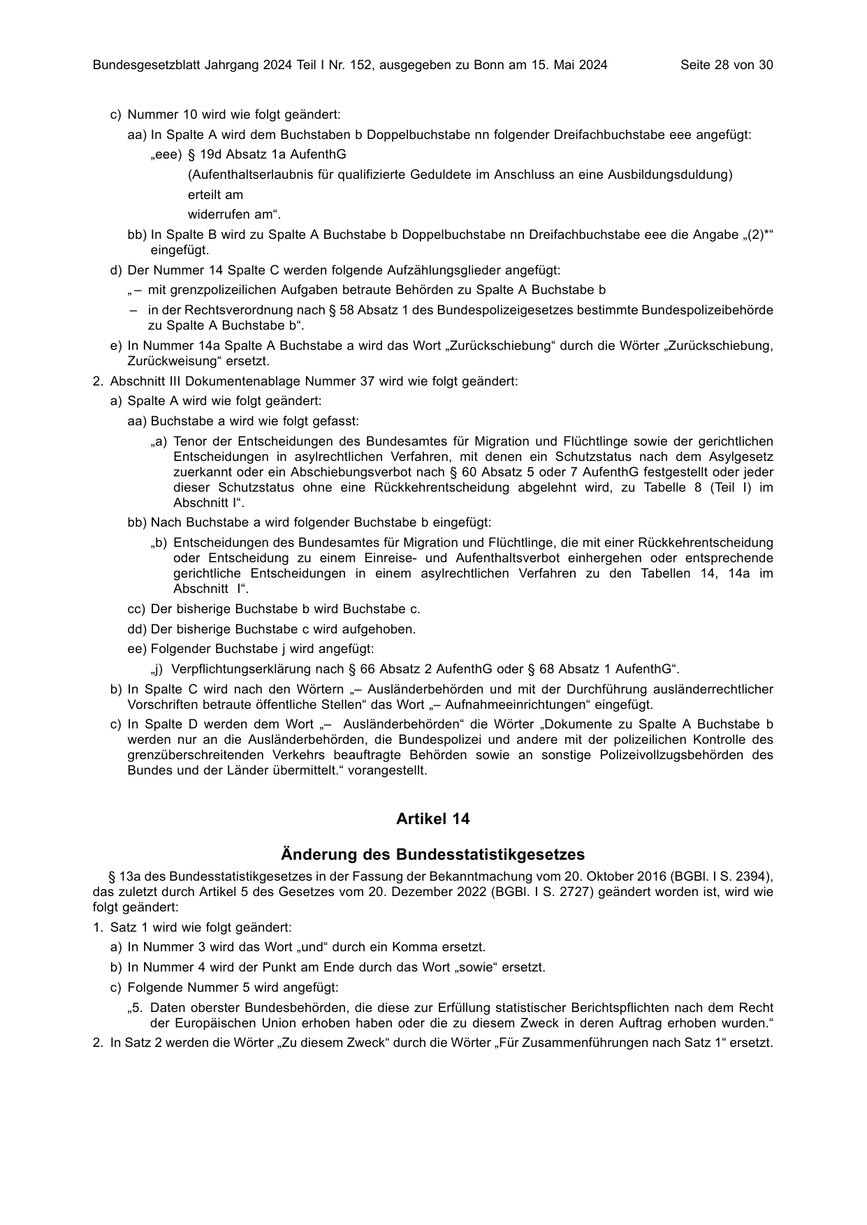 BGBl. 2024, Seite 28 — Originalseite als Abbildung