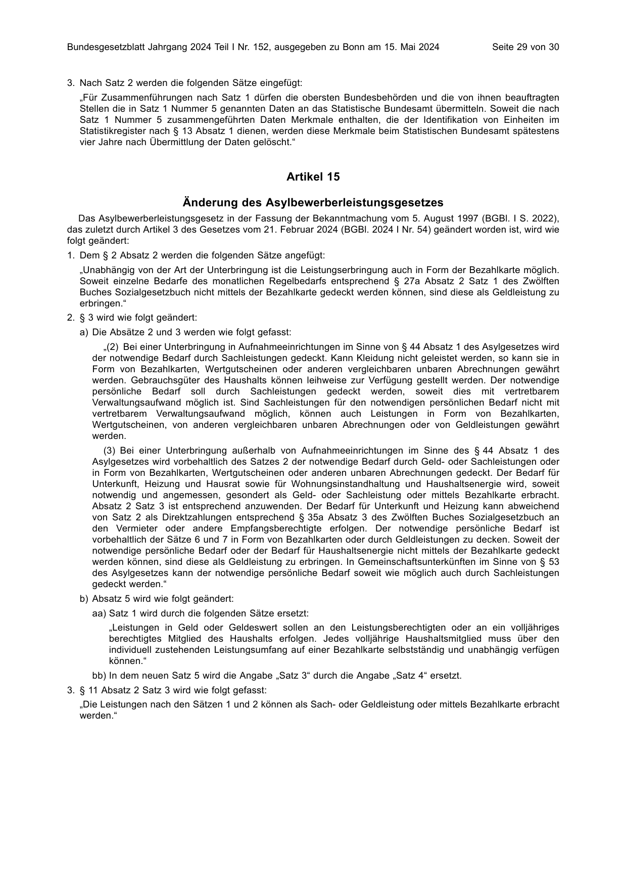 BGBl. 2024, Seite 29 — Originalseite als Abbildung