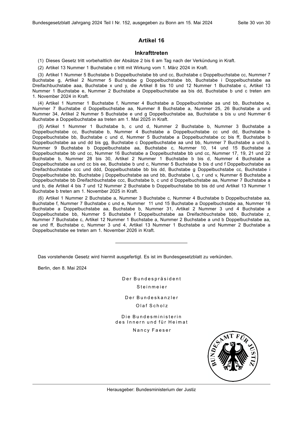 BGBl. 2024, Seite 30 — Originalseite als Abbildung