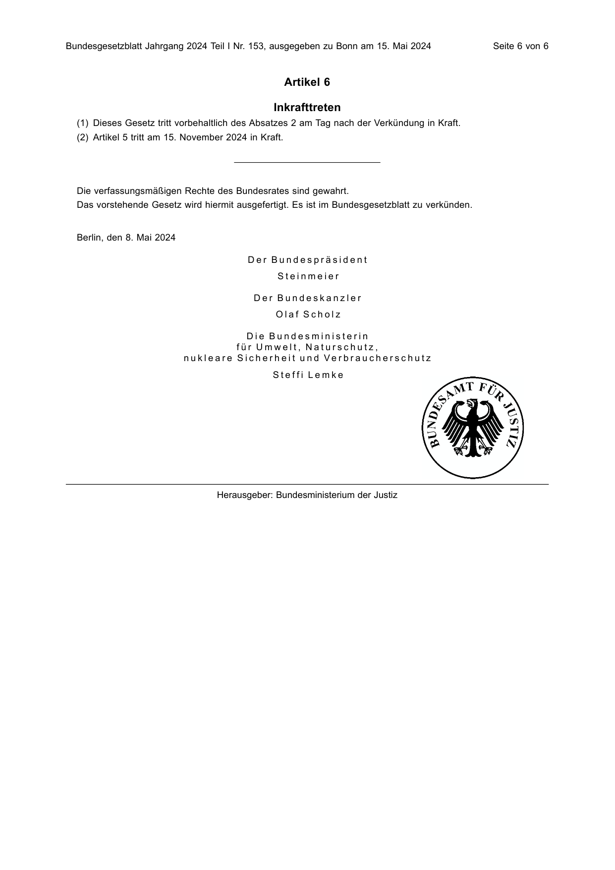 BGBl. 2024, Seite 6 — Originalseite als Abbildung