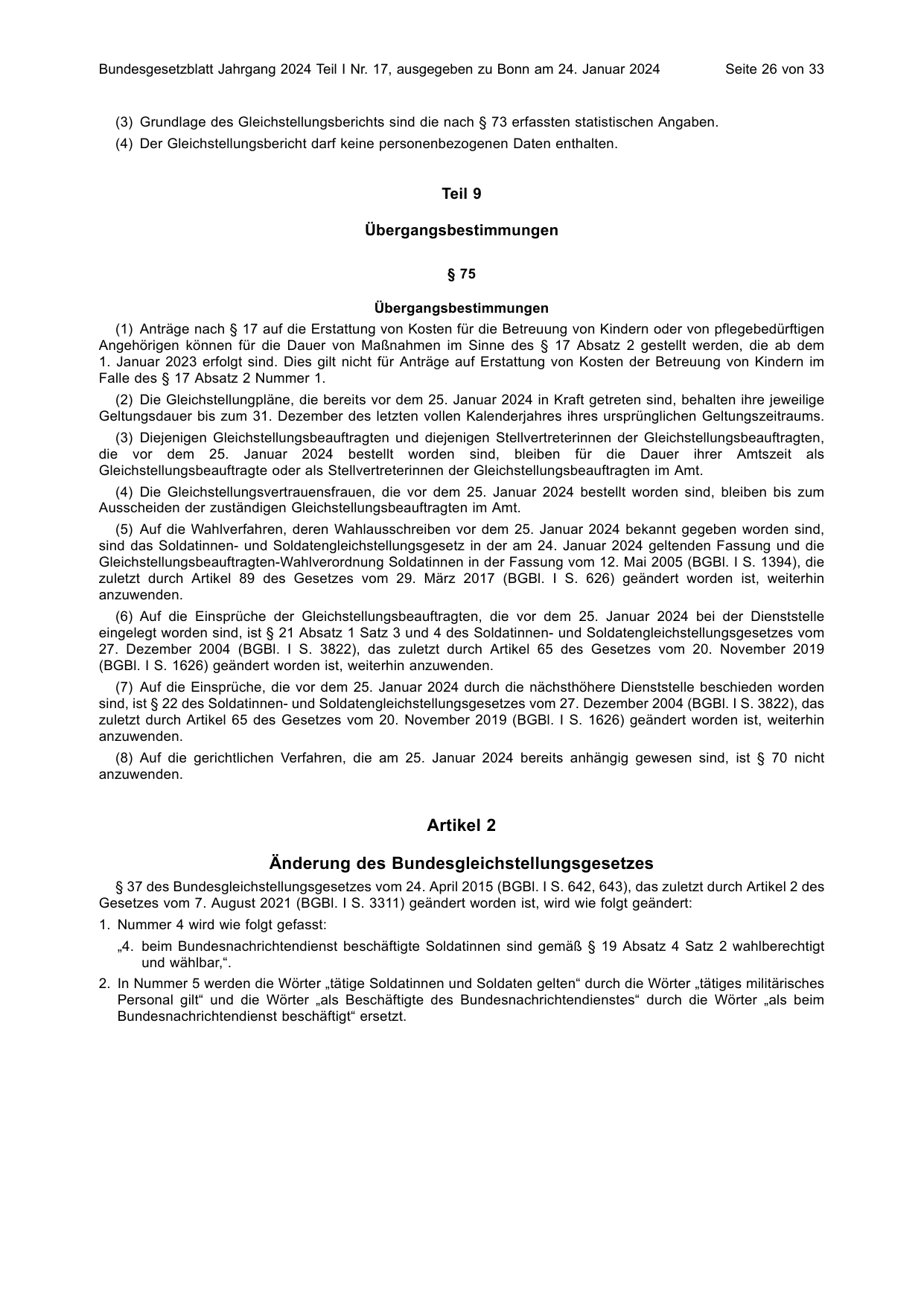 BGBl. 2024, Seite 26 — Originalseite als Abbildung