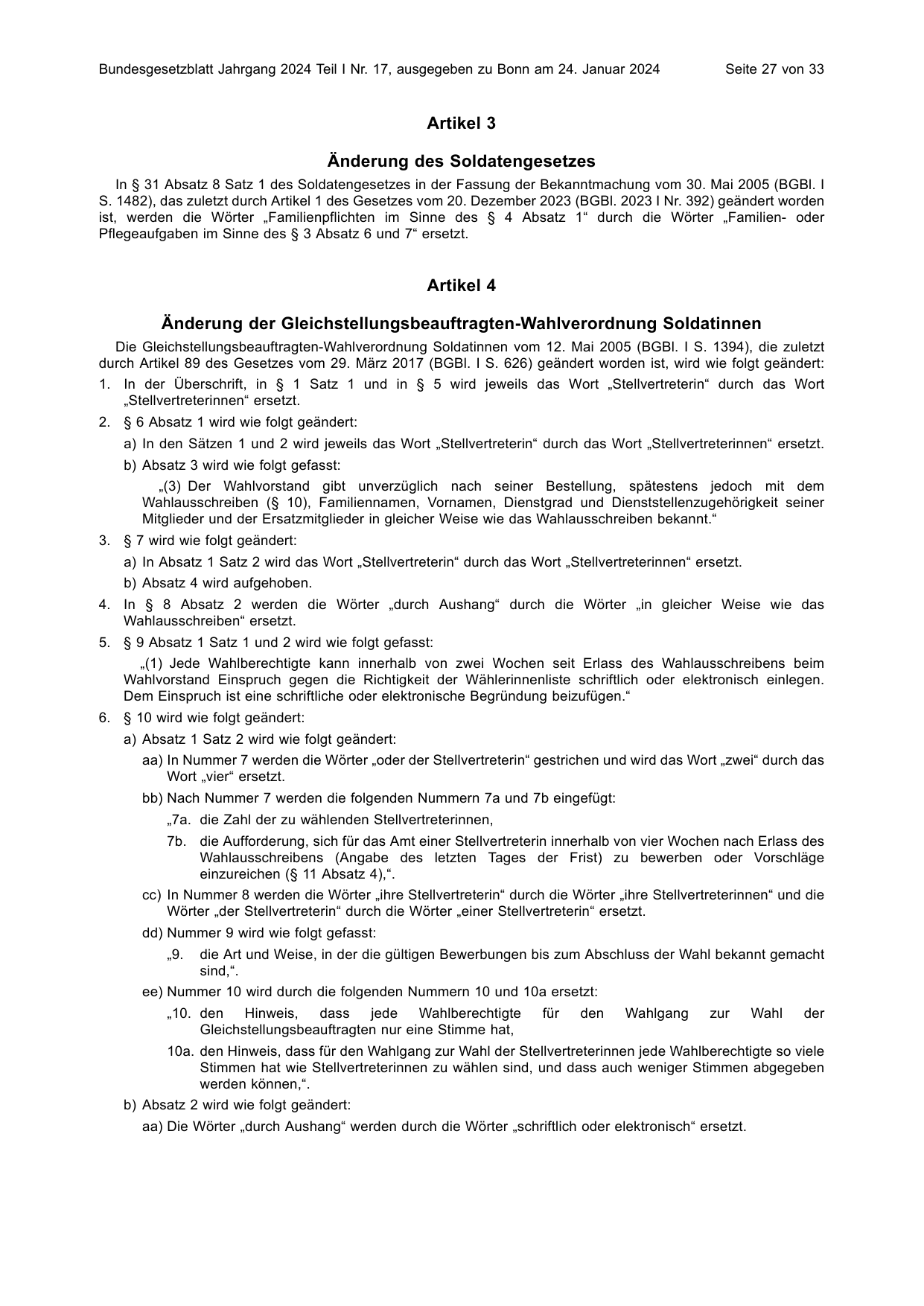 BGBl. 2024, Seite 27 — Originalseite als Abbildung