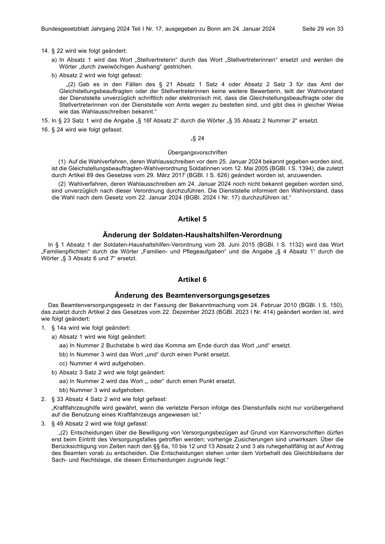 BGBl. 2024, Seite 29 — Originalseite als Abbildung