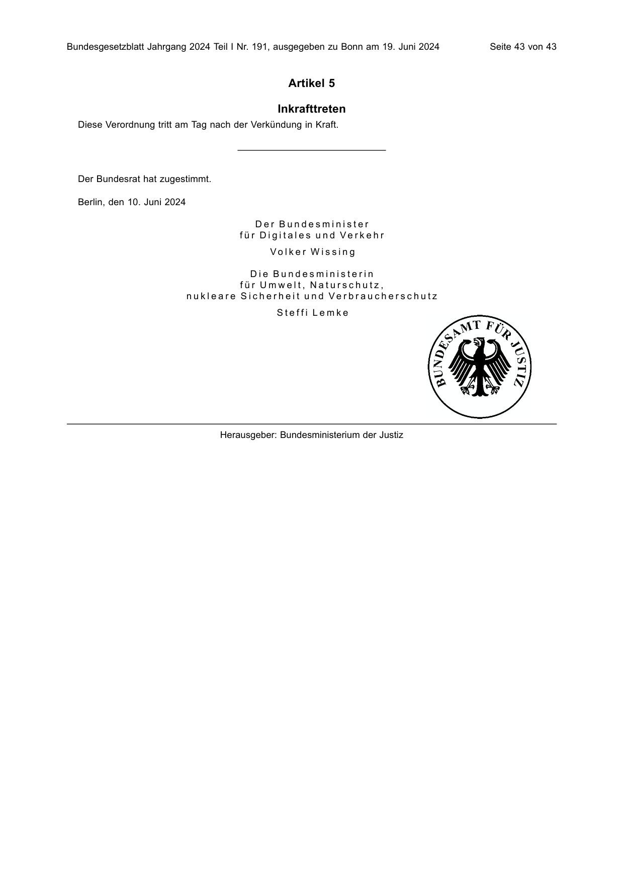 BGBl. 2024, Seite 43 — Originalseite als Abbildung