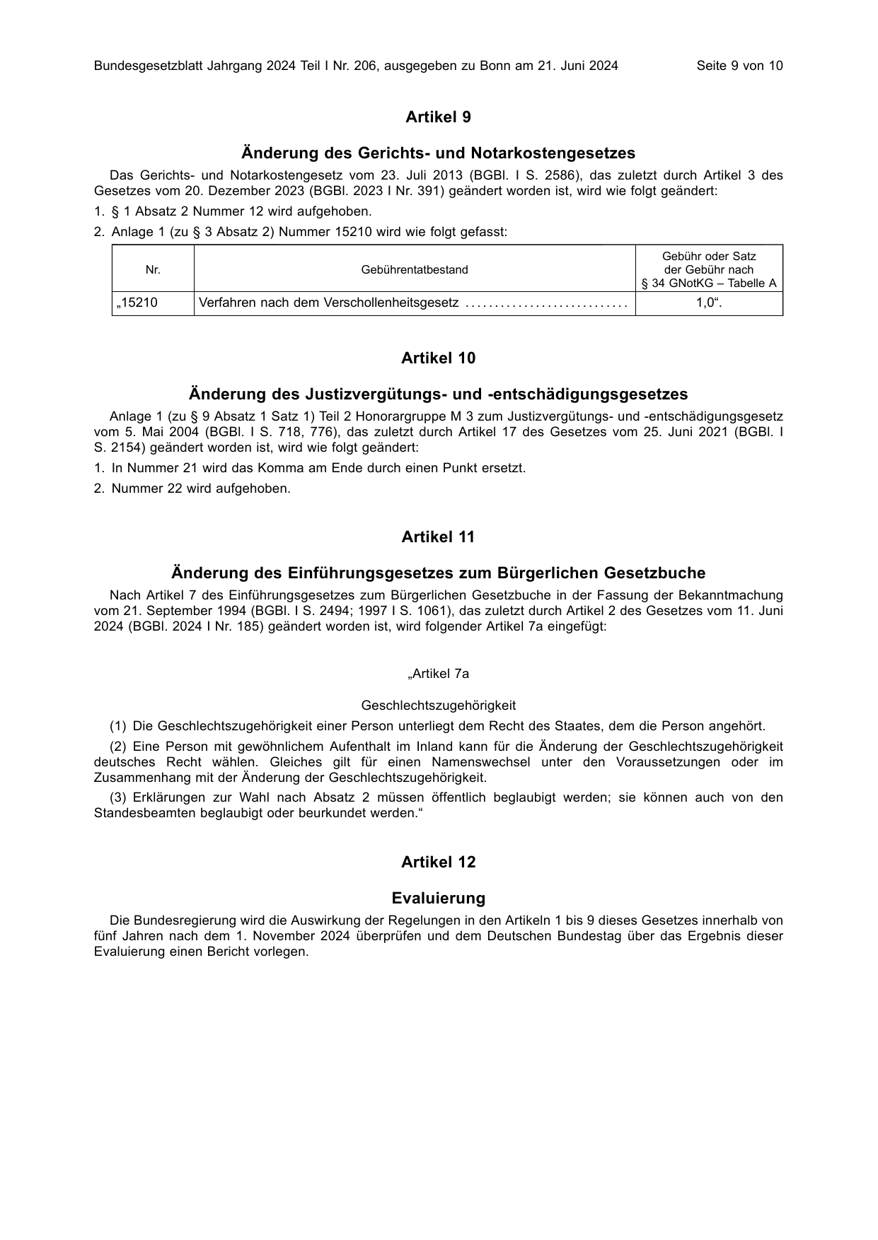 BGBl. 2024, Seite 9 — Originalseite als Abbildung