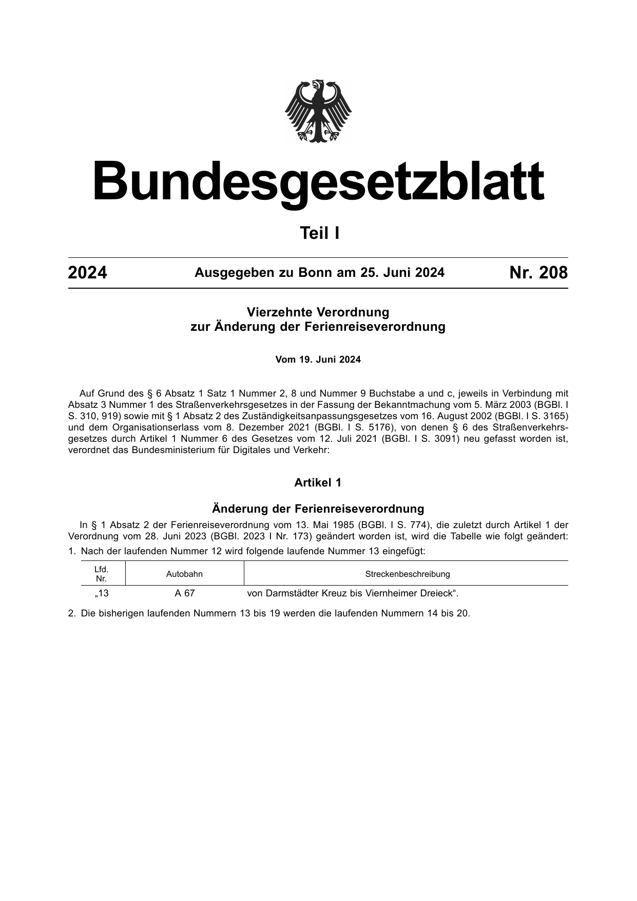 BGBl. 2024, Seite 1 — Originalseite als Abbildung