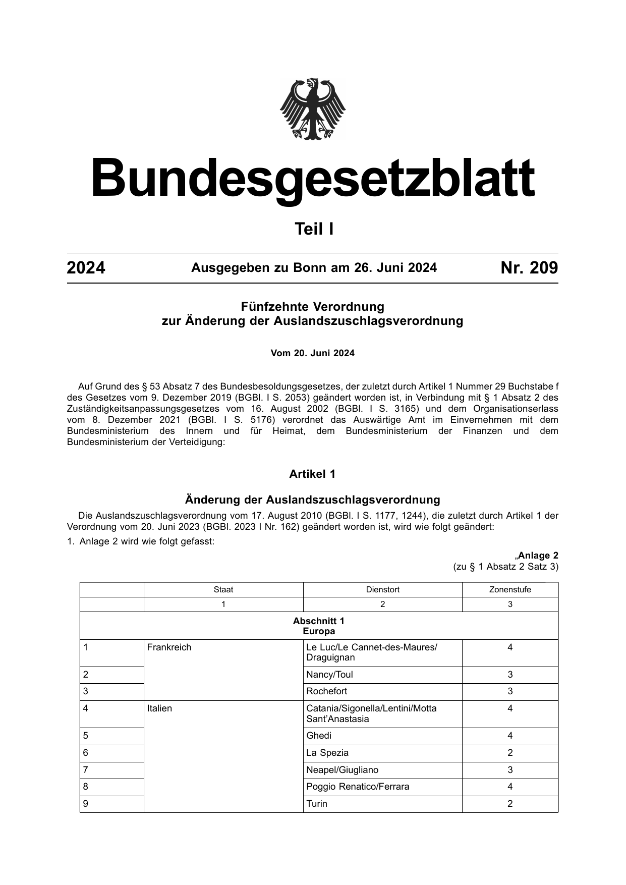 BGBl. 2024, Seite 1 — Originalseite als Abbildung