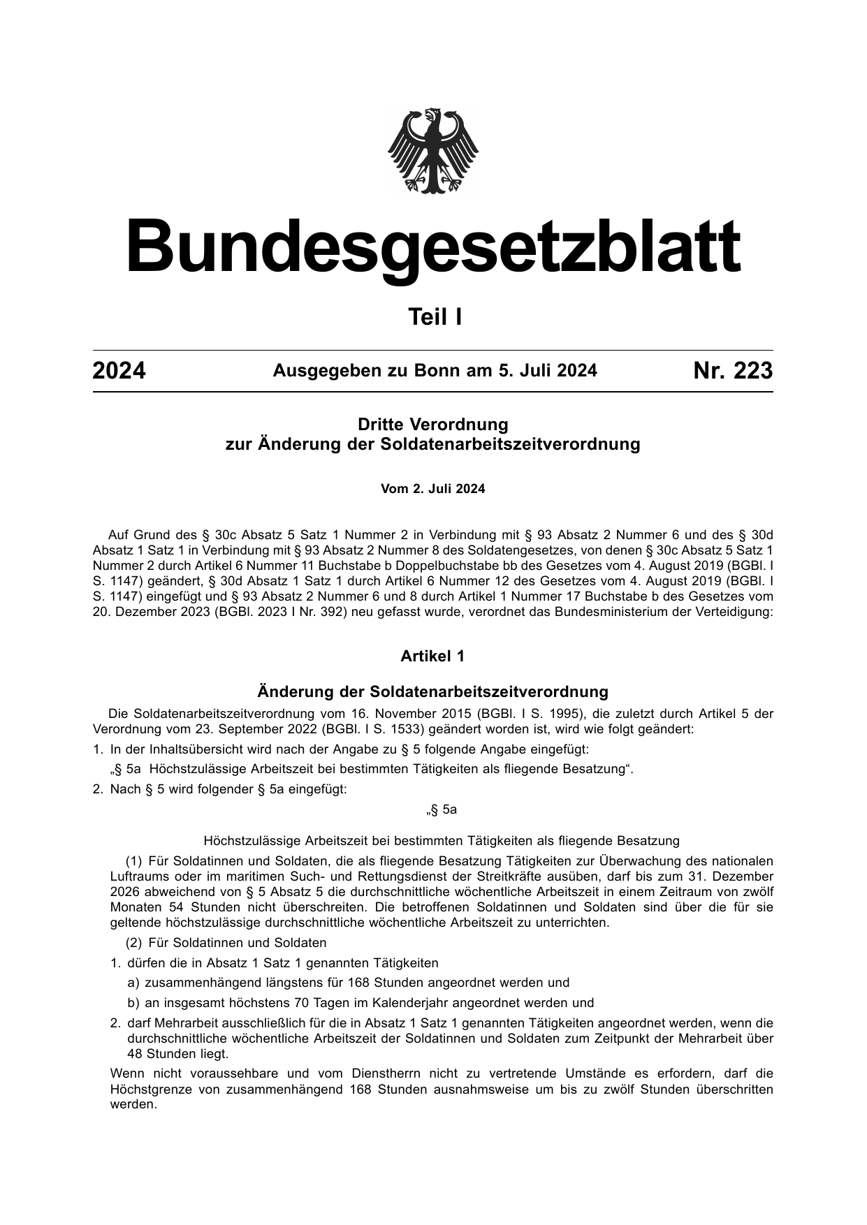 BGBl. 2024, Seite 1 — Originalseite als Abbildung