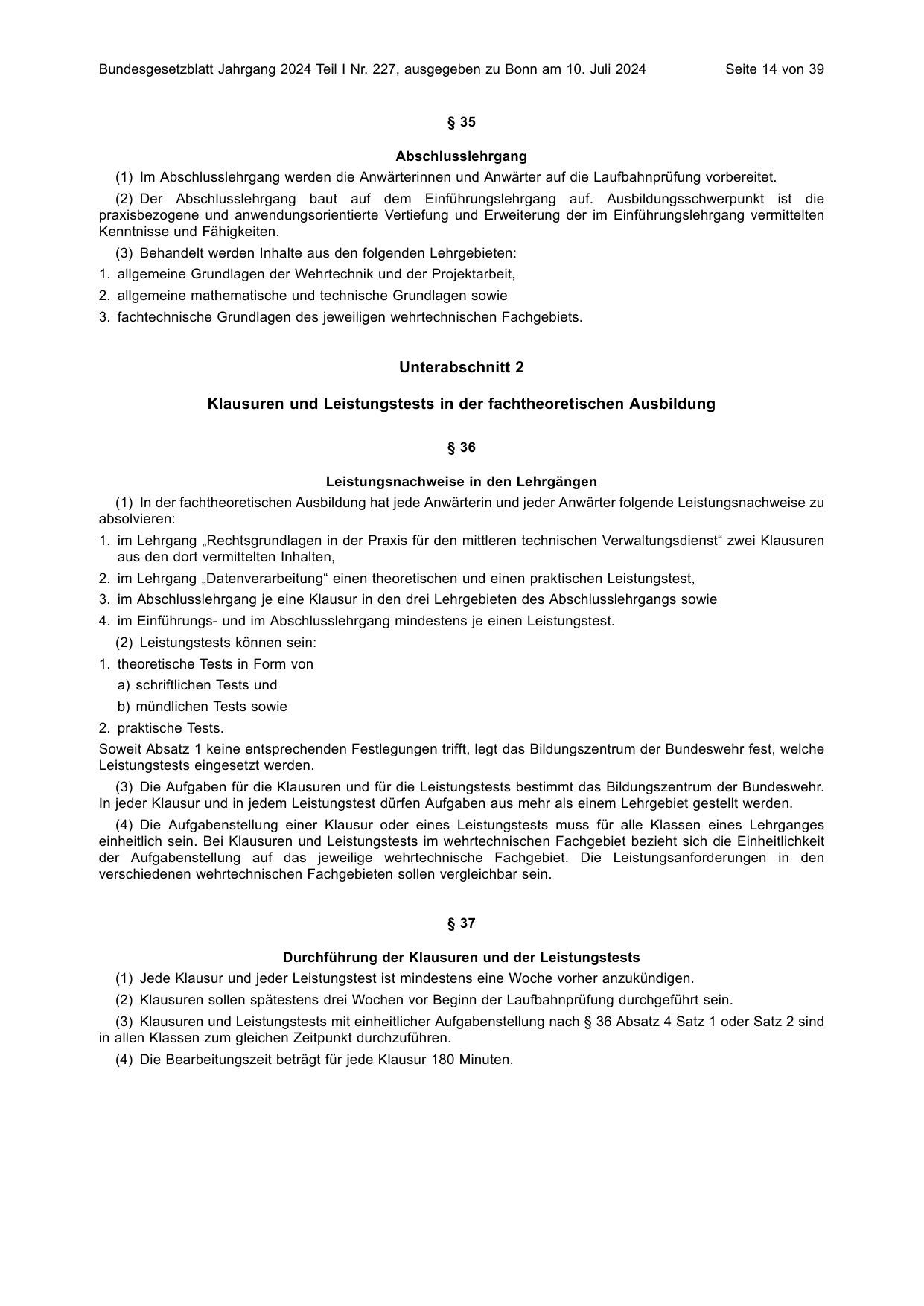 BGBl. 2024, Seite 14 — Originalseite als Abbildung