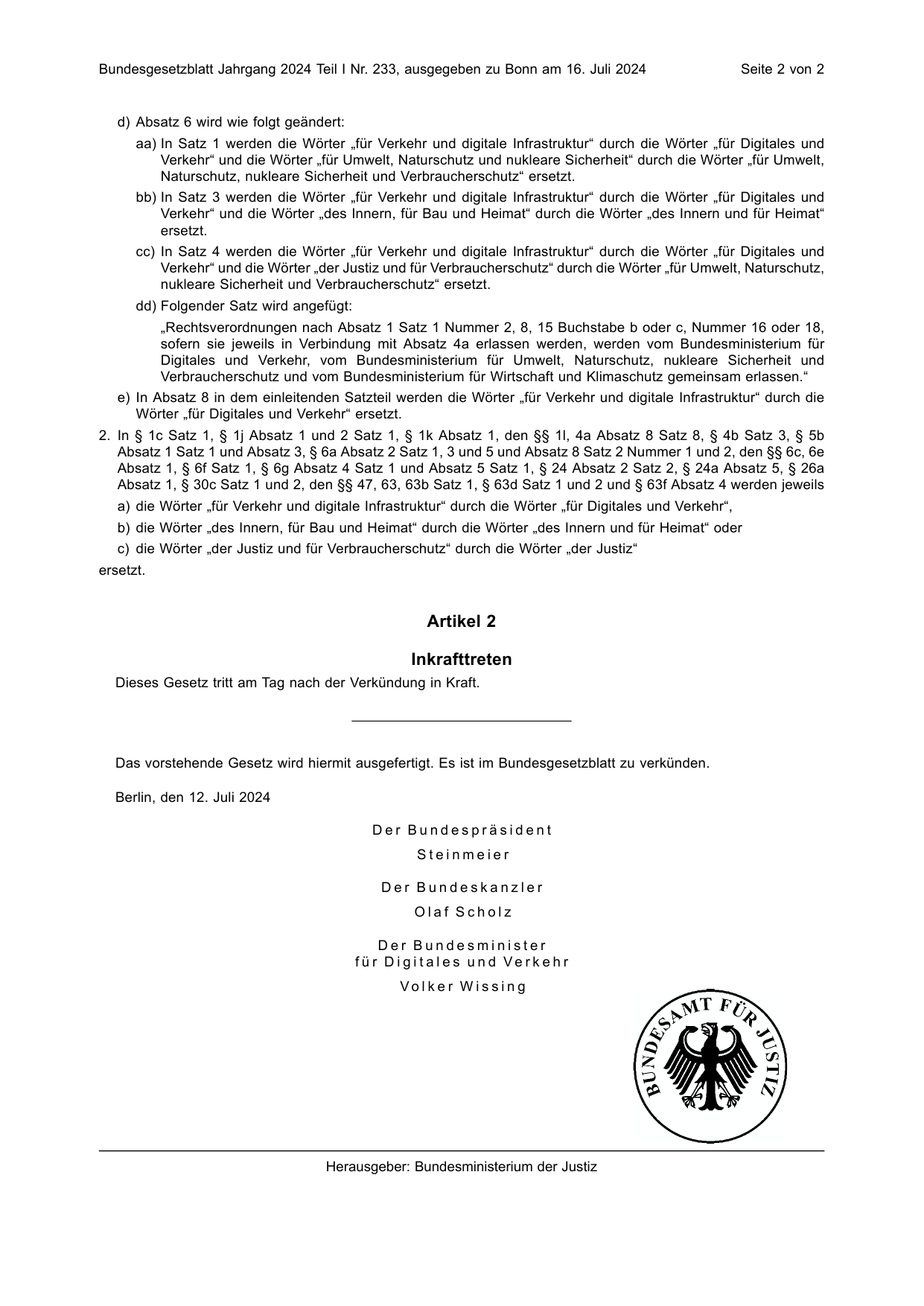 BGBl. 2024, Seite 2 — Originalseite als Abbildung