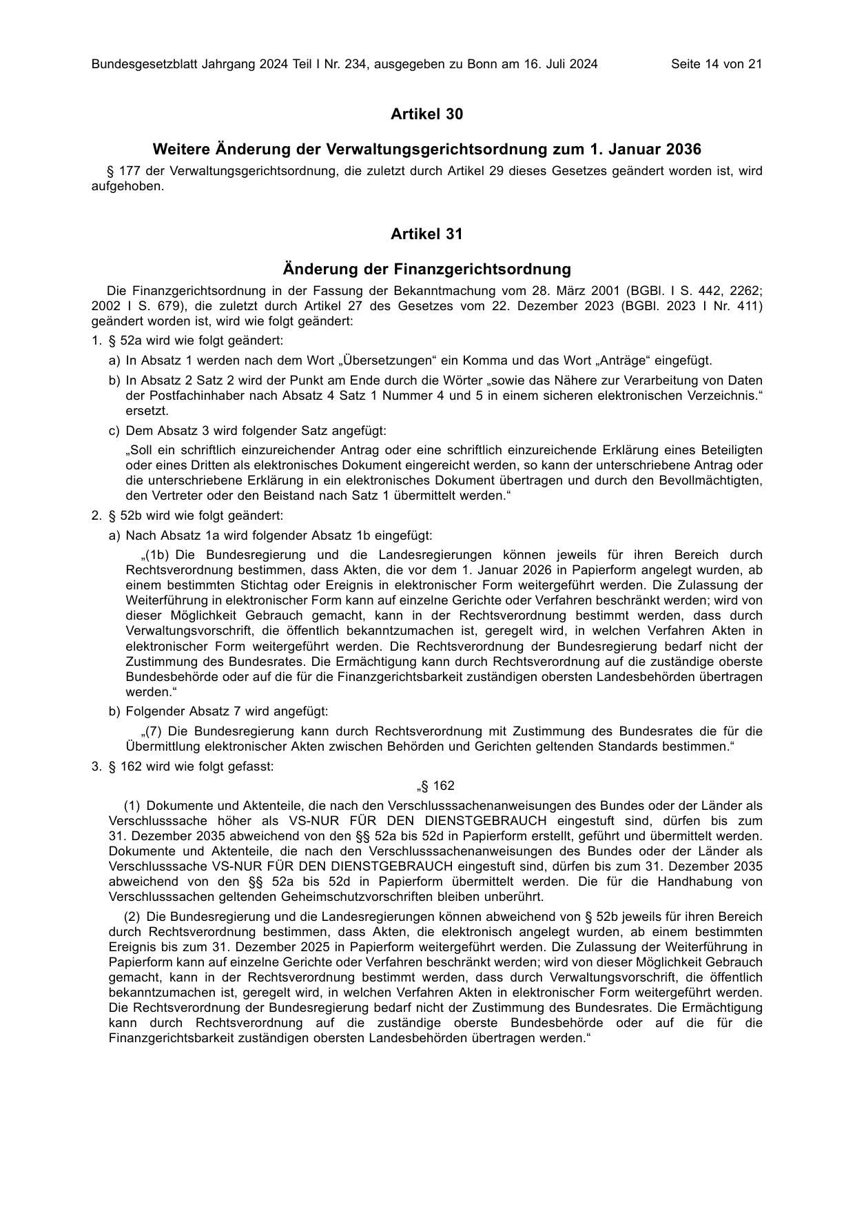 BGBl. 2024, Seite 14 — Originalseite als Abbildung