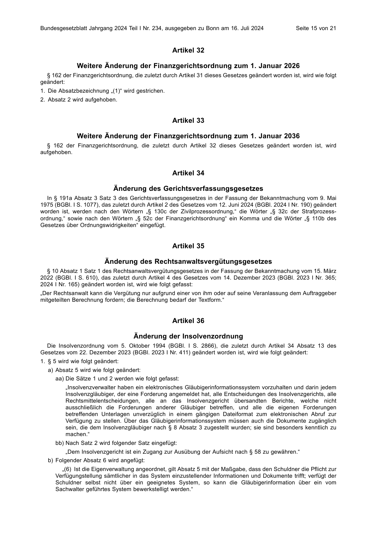 BGBl. 2024, Seite 15 — Originalseite als Abbildung