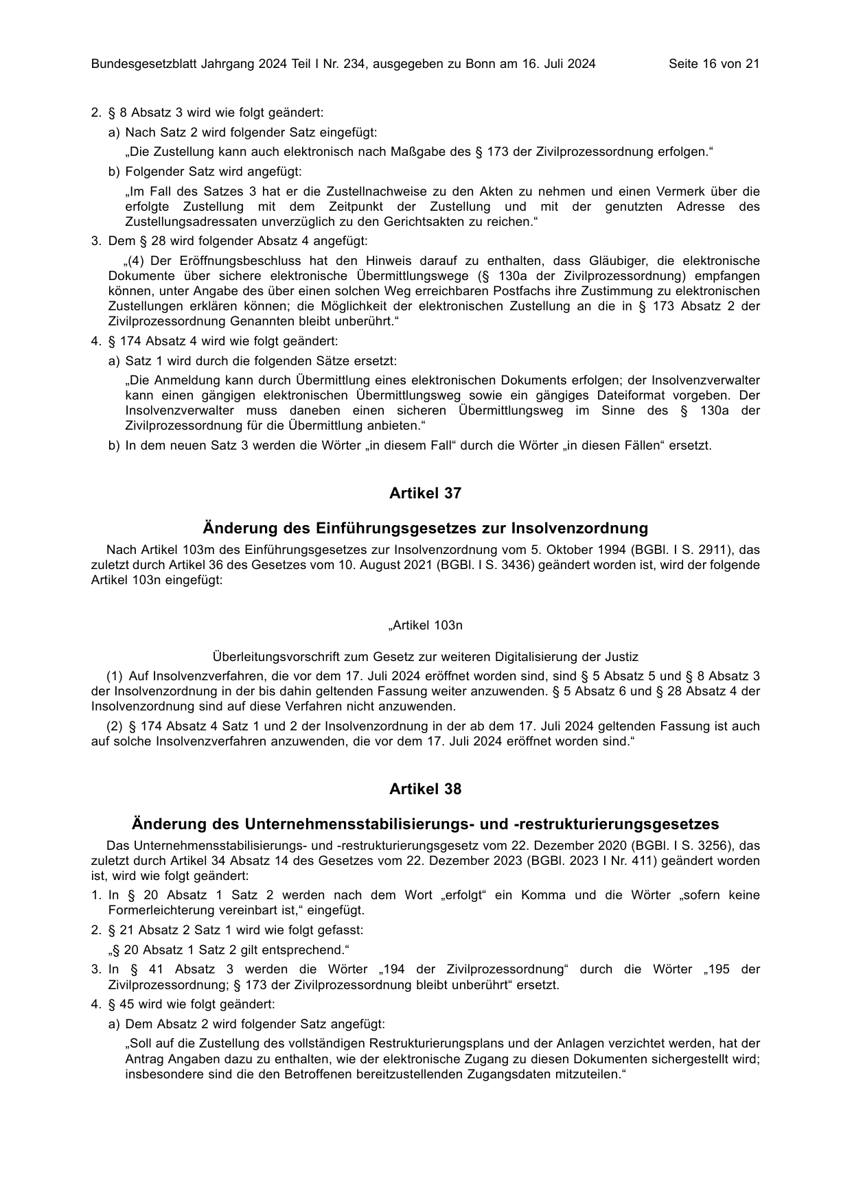 BGBl. 2024, Seite 16 — Originalseite als Abbildung