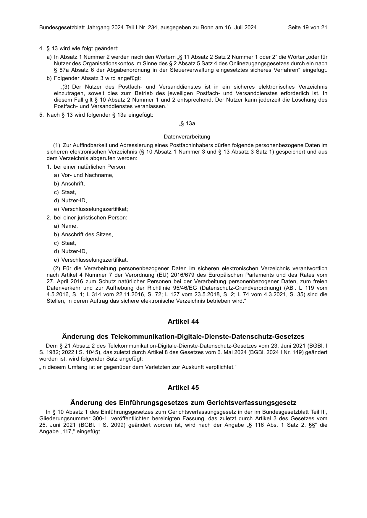 BGBl. 2024, Seite 19 — Originalseite als Abbildung
