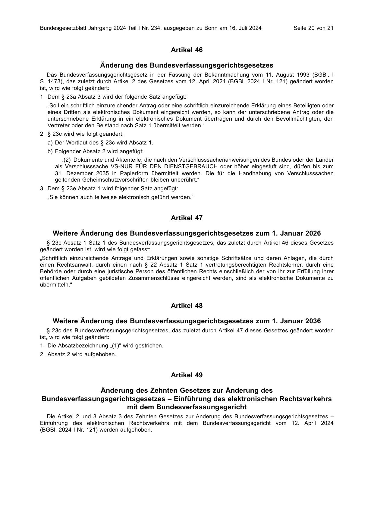 BGBl. 2024, Seite 20 — Originalseite als Abbildung
