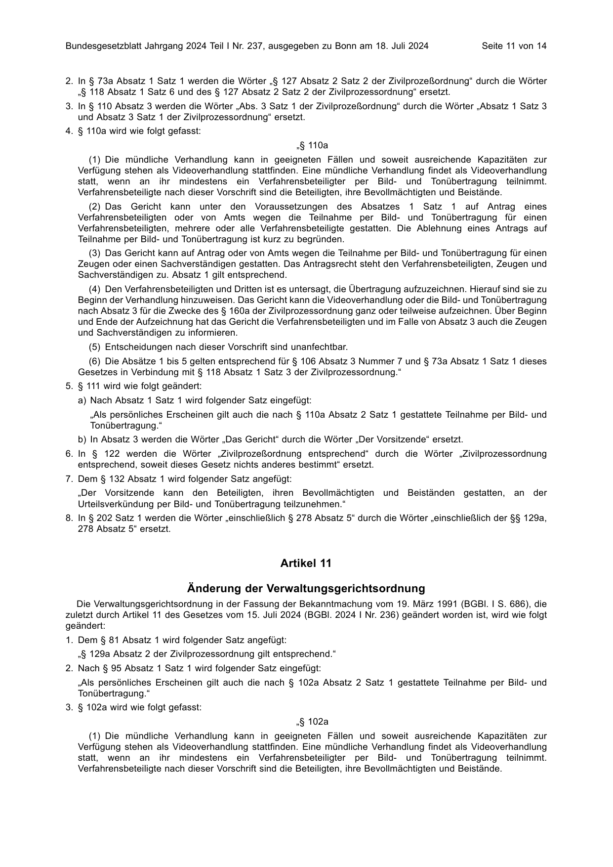 BGBl. 2024, Seite 11 — Originalseite als Abbildung