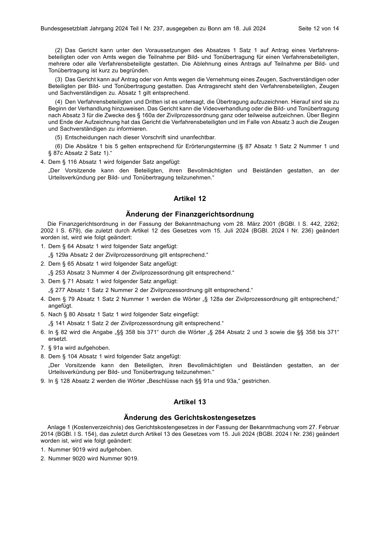 BGBl. 2024, Seite 12 — Originalseite als Abbildung