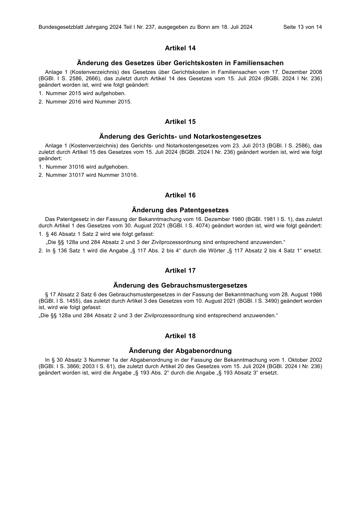 BGBl. 2024, Seite 13 — Originalseite als Abbildung
