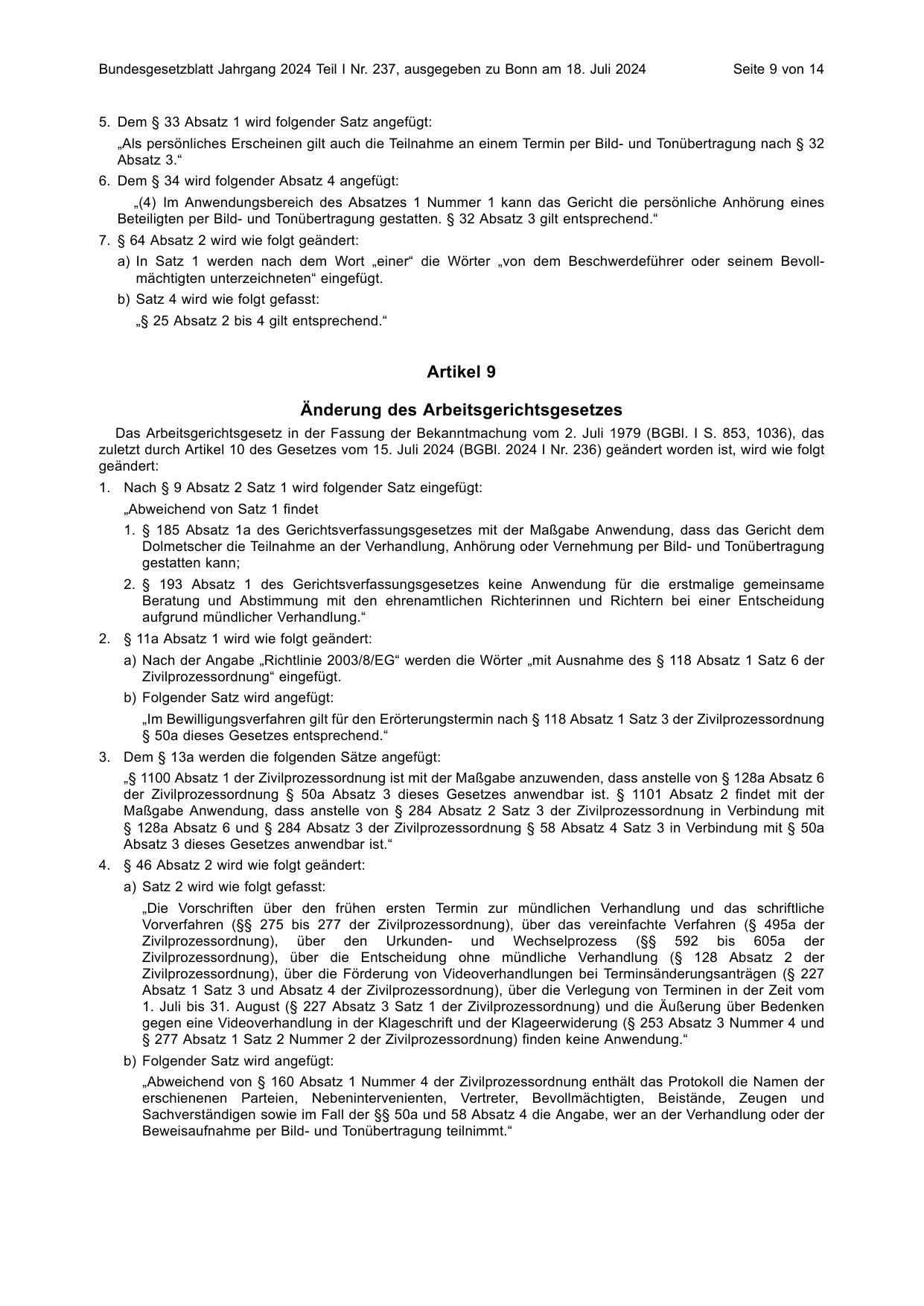 BGBl. 2024, Seite 9 — Originalseite als Abbildung
