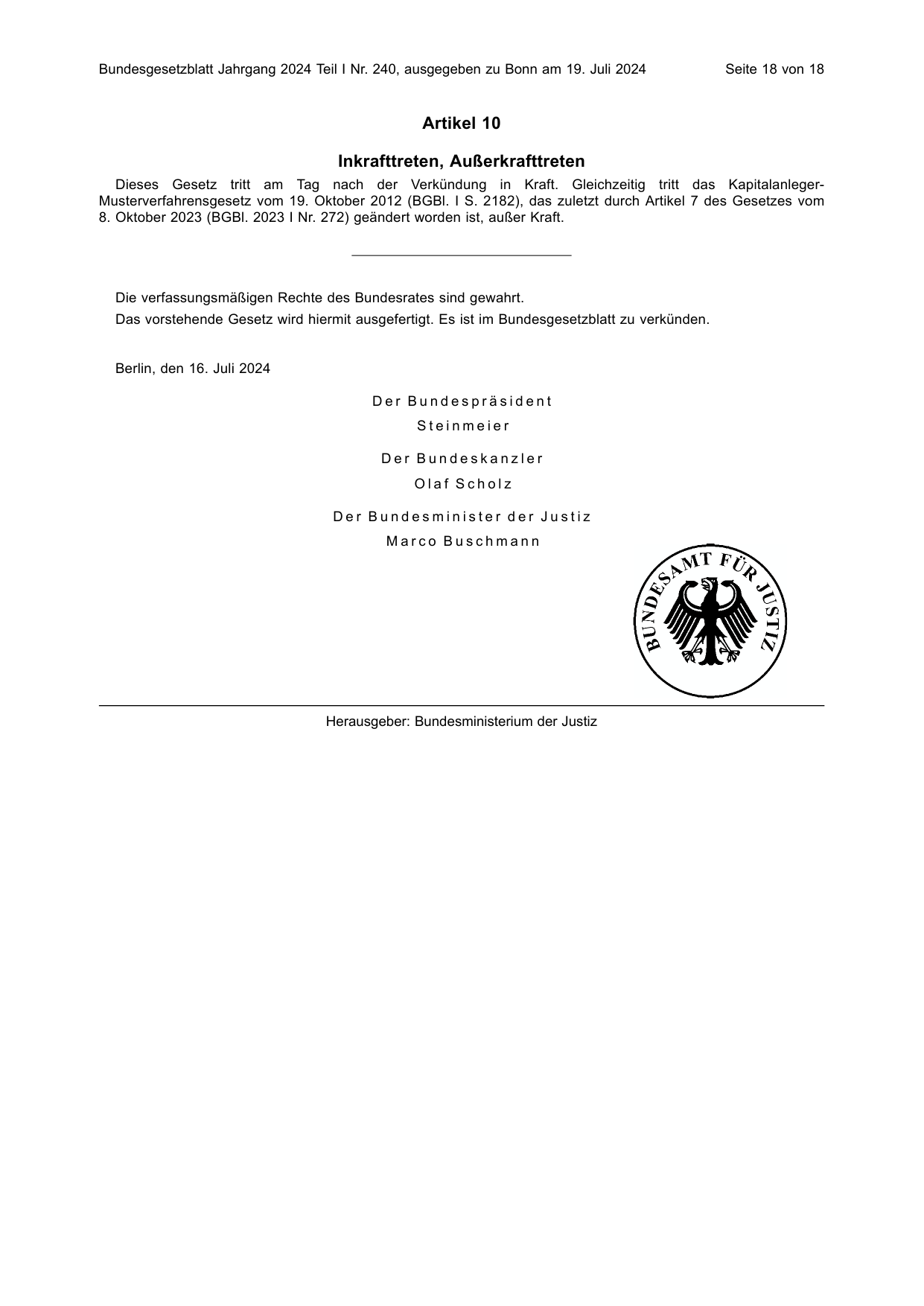BGBl. 2024, Seite 18 — Originalseite als Abbildung