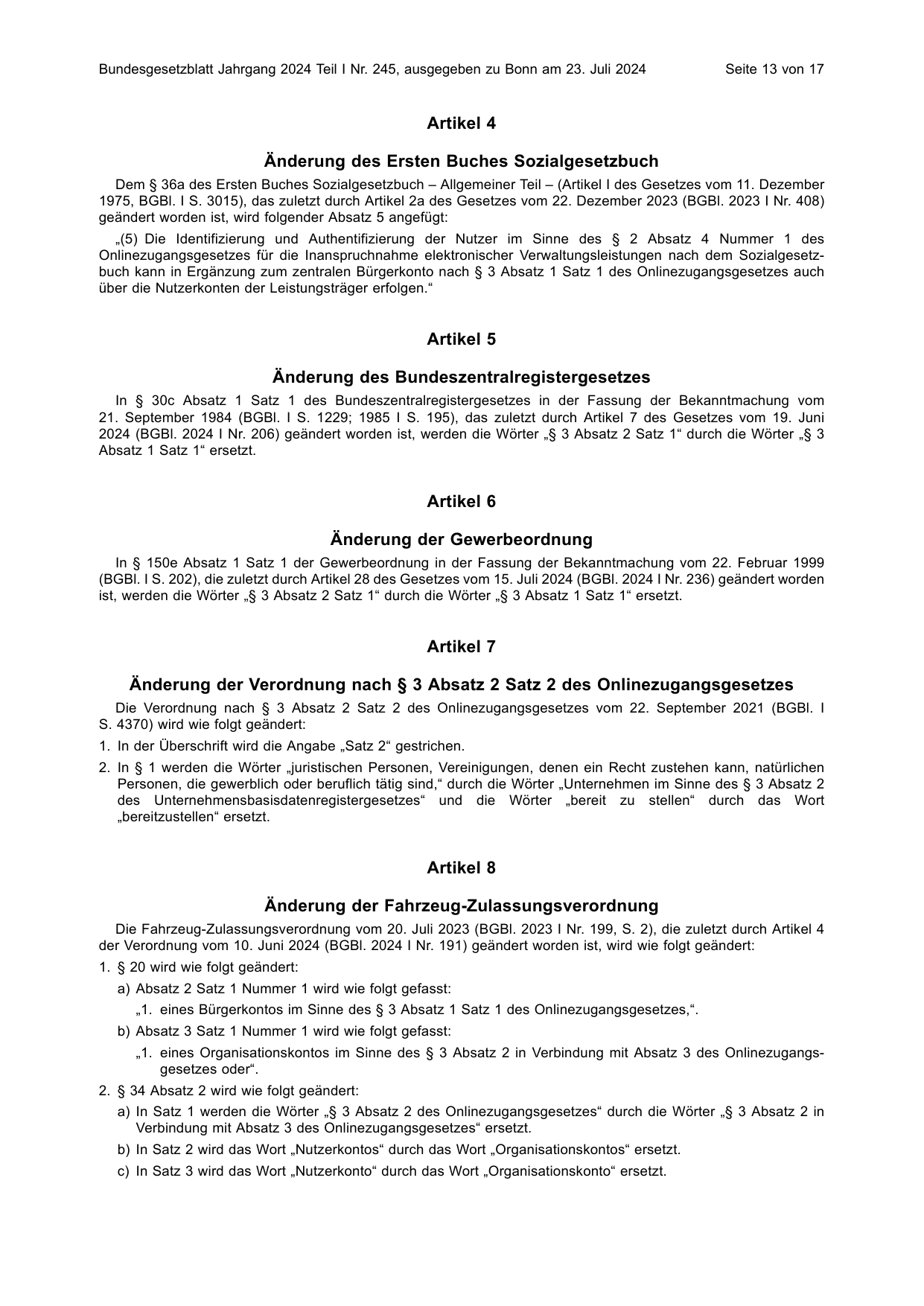 BGBl. 2024, Seite 13 — Originalseite als Abbildung