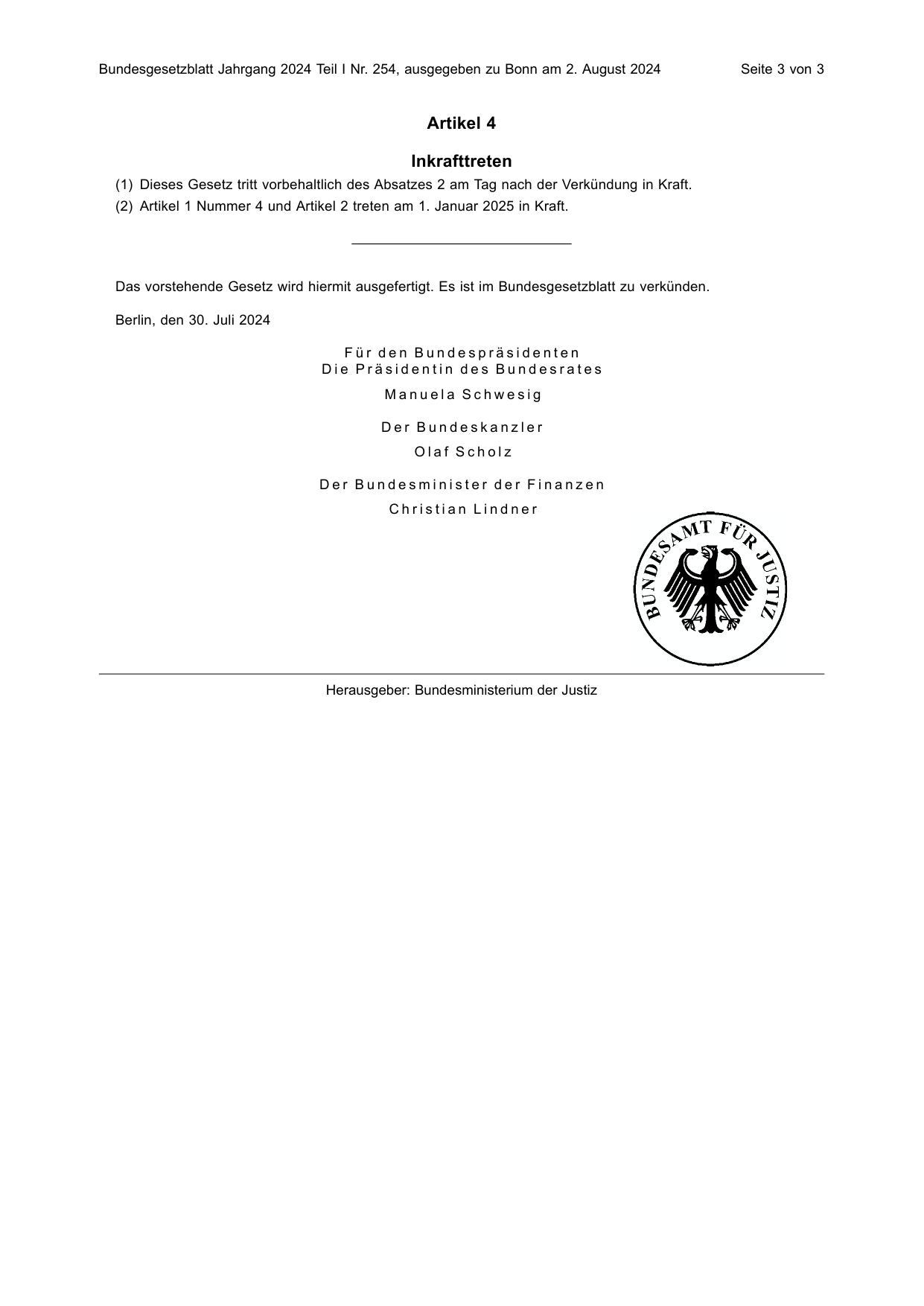 BGBl. 2024, Seite 3 — Originalseite als Abbildung