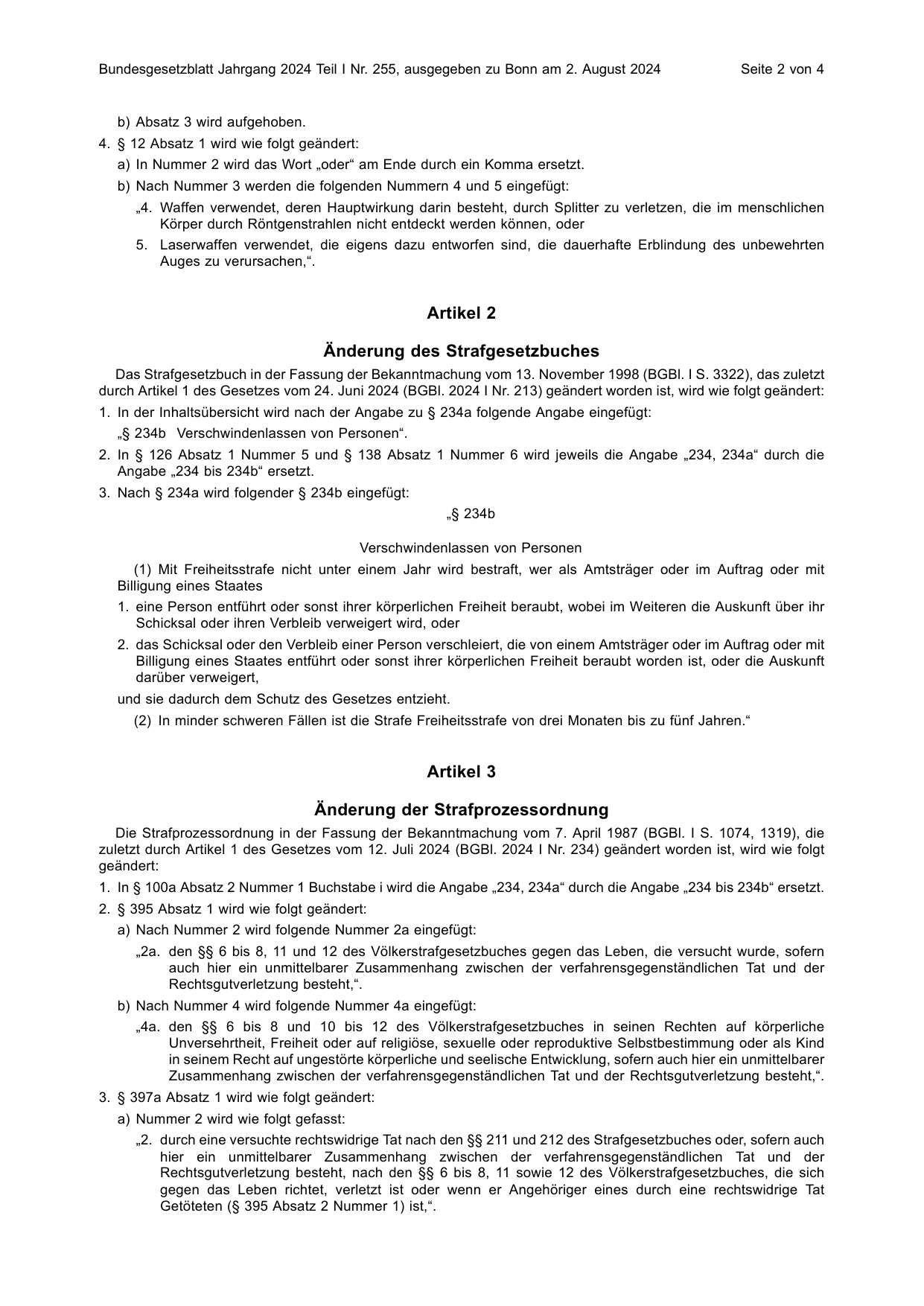 BGBl. 2024, Seite 2 — Originalseite als Abbildung