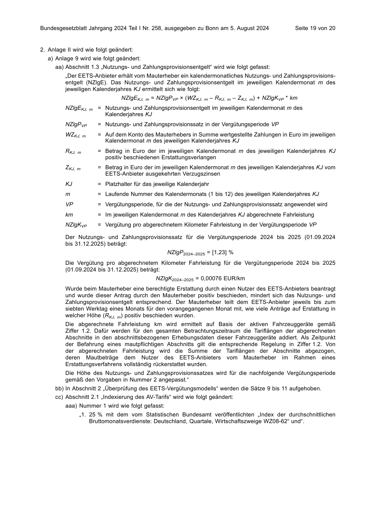 BGBl. 2024, Seite 19 — Originalseite als Abbildung