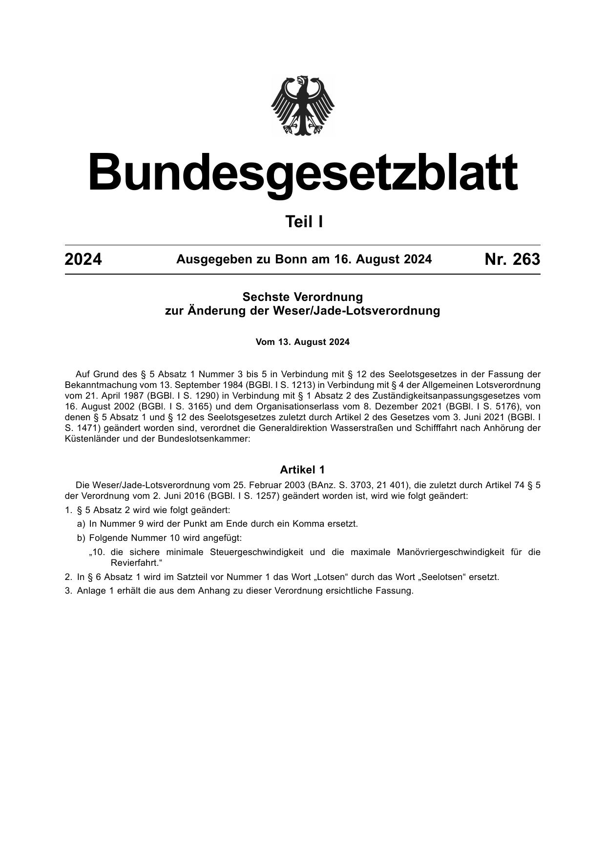 BGBl. 2024, Seite 1 — Originalseite als Abbildung