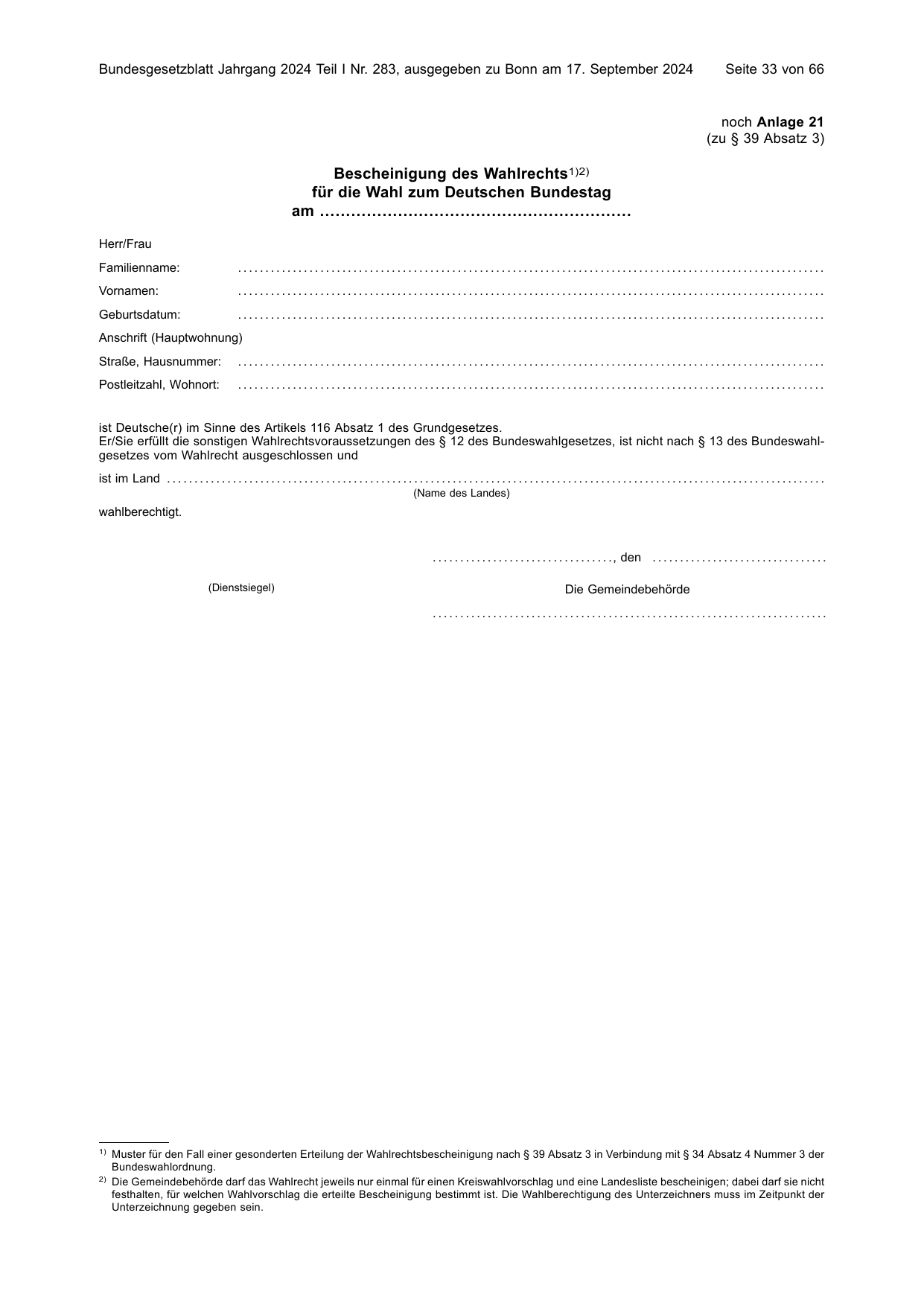 BGBl. 2024, Seite 33 — Originalseite als Abbildung