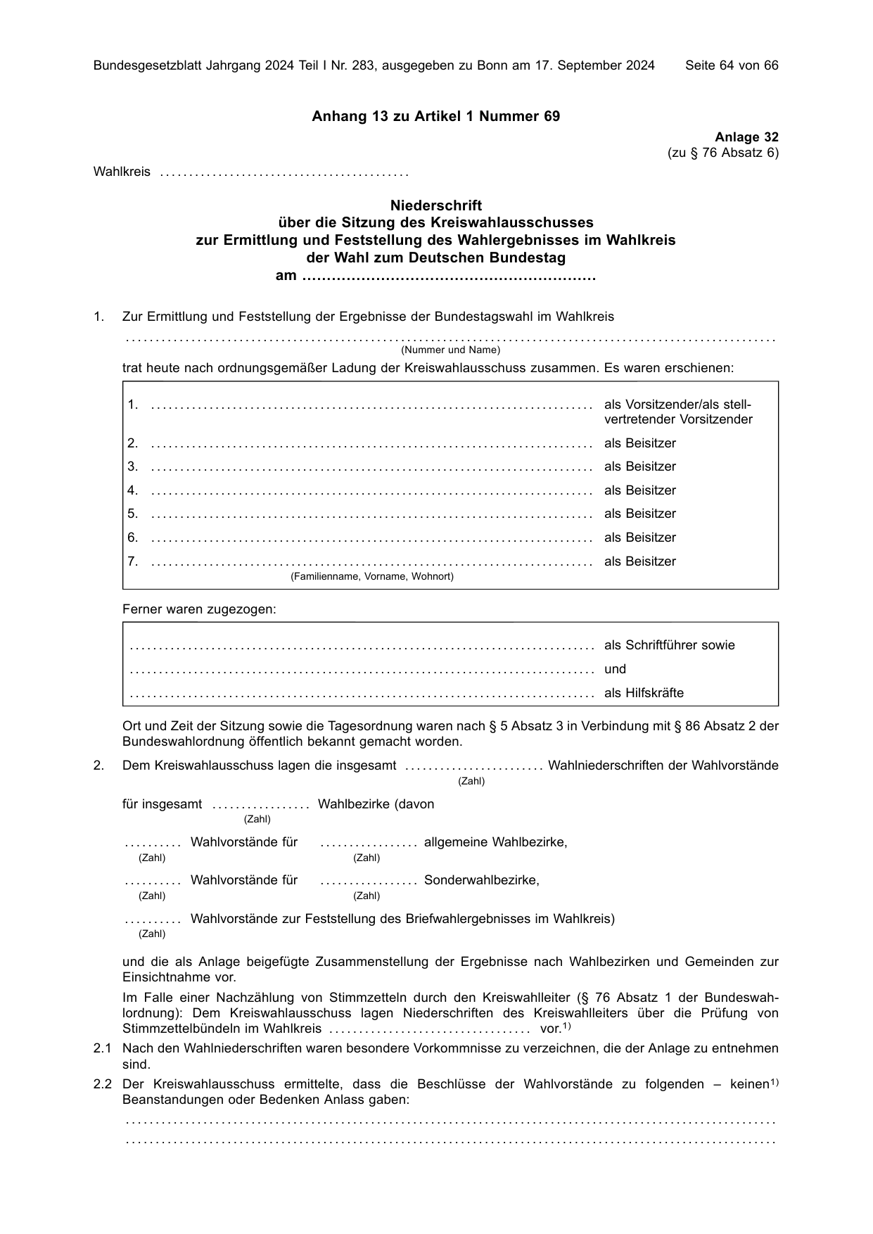 BGBl. 2024, Seite 64 — Originalseite als Abbildung