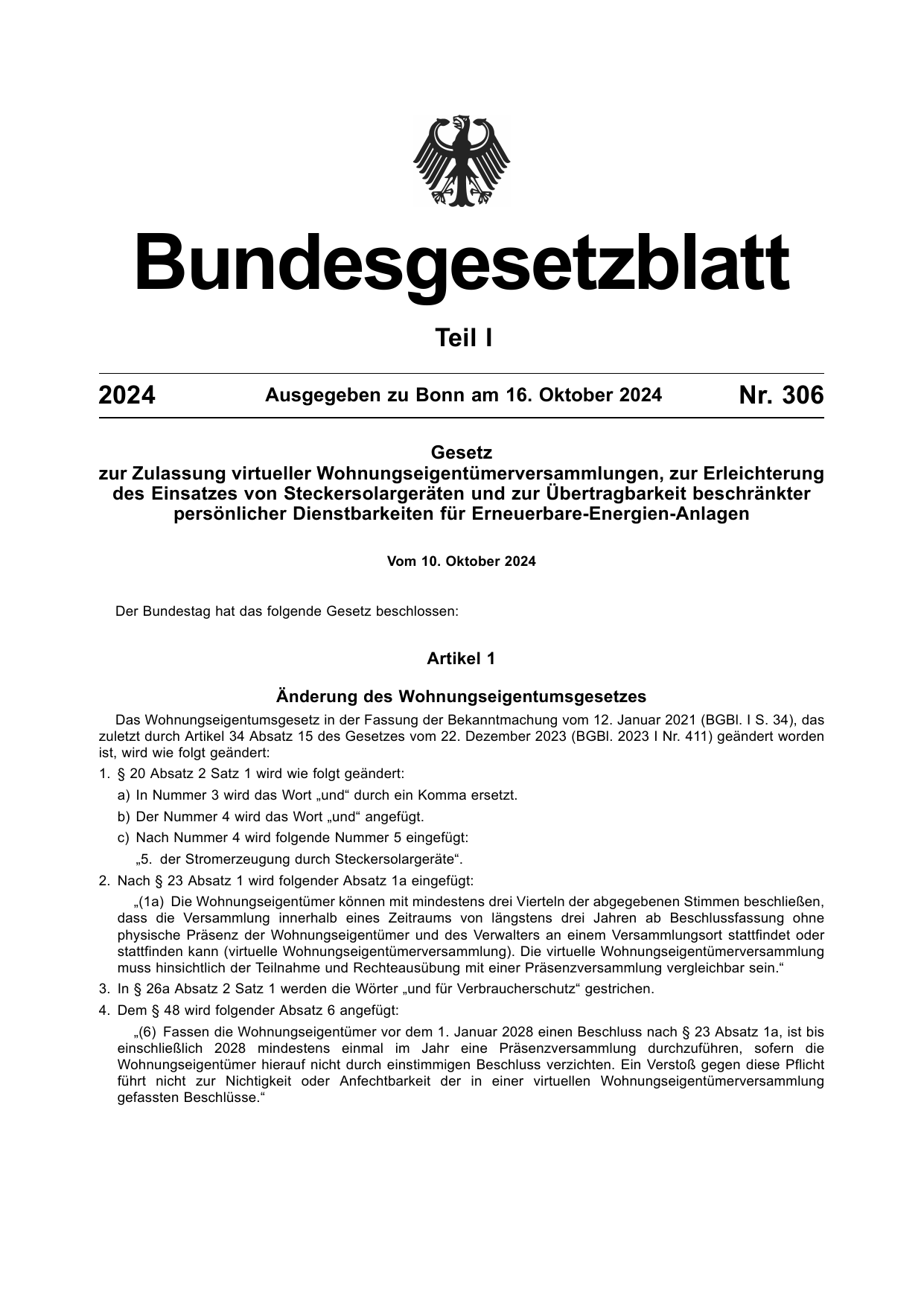 BGBl. 2024, Seite 1 — Originalseite als Abbildung