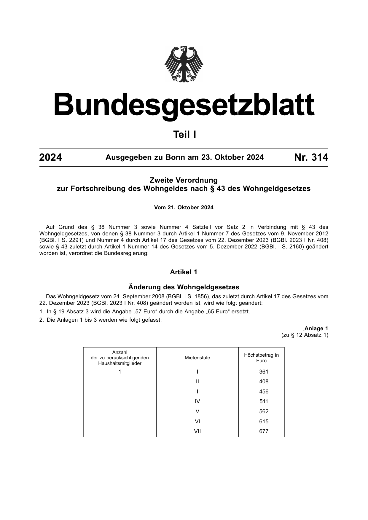 BGBl. 2024, Seite 1 — Originalseite als Abbildung