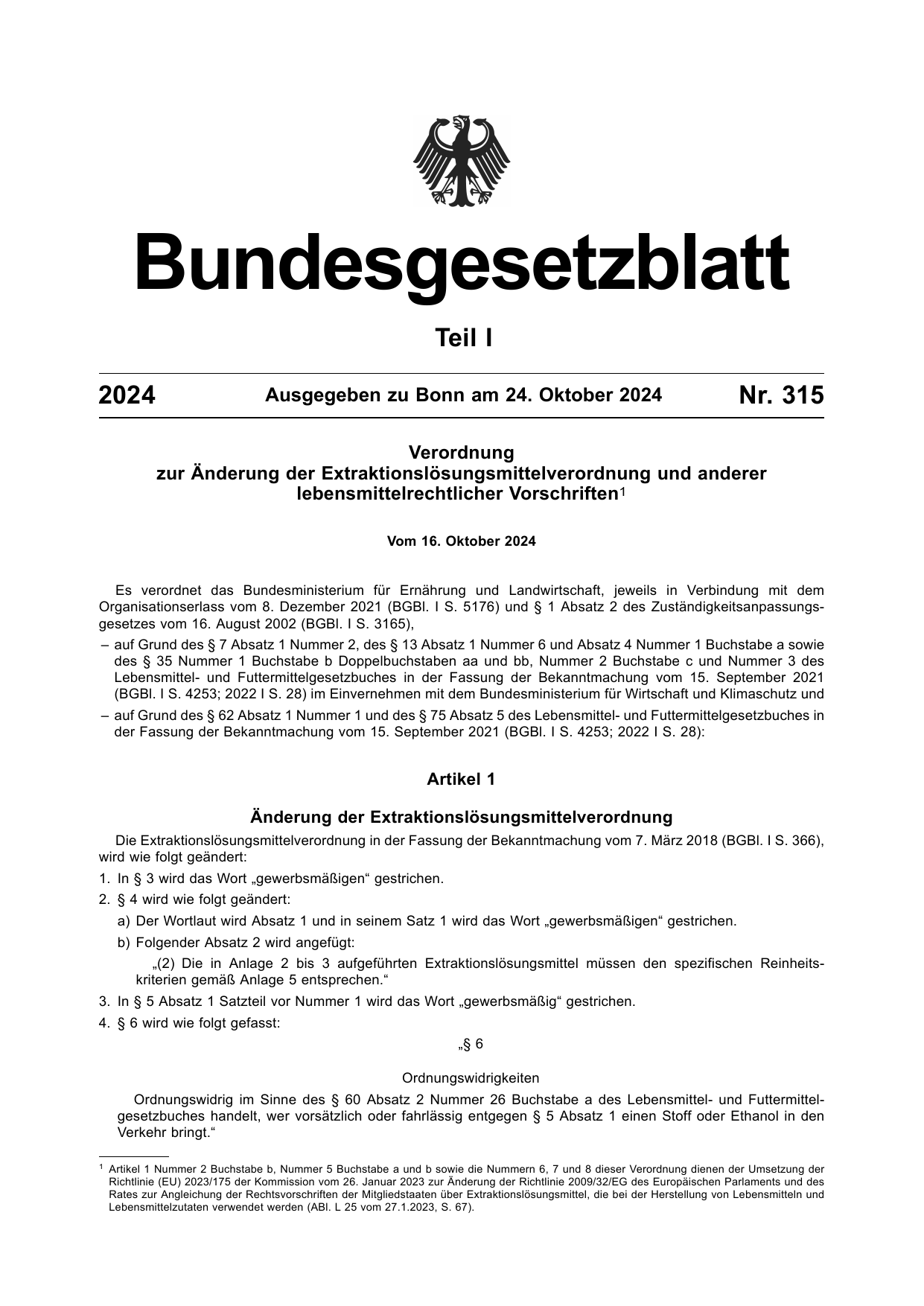 BGBl. 2024, Seite 1 — Originalseite als Abbildung