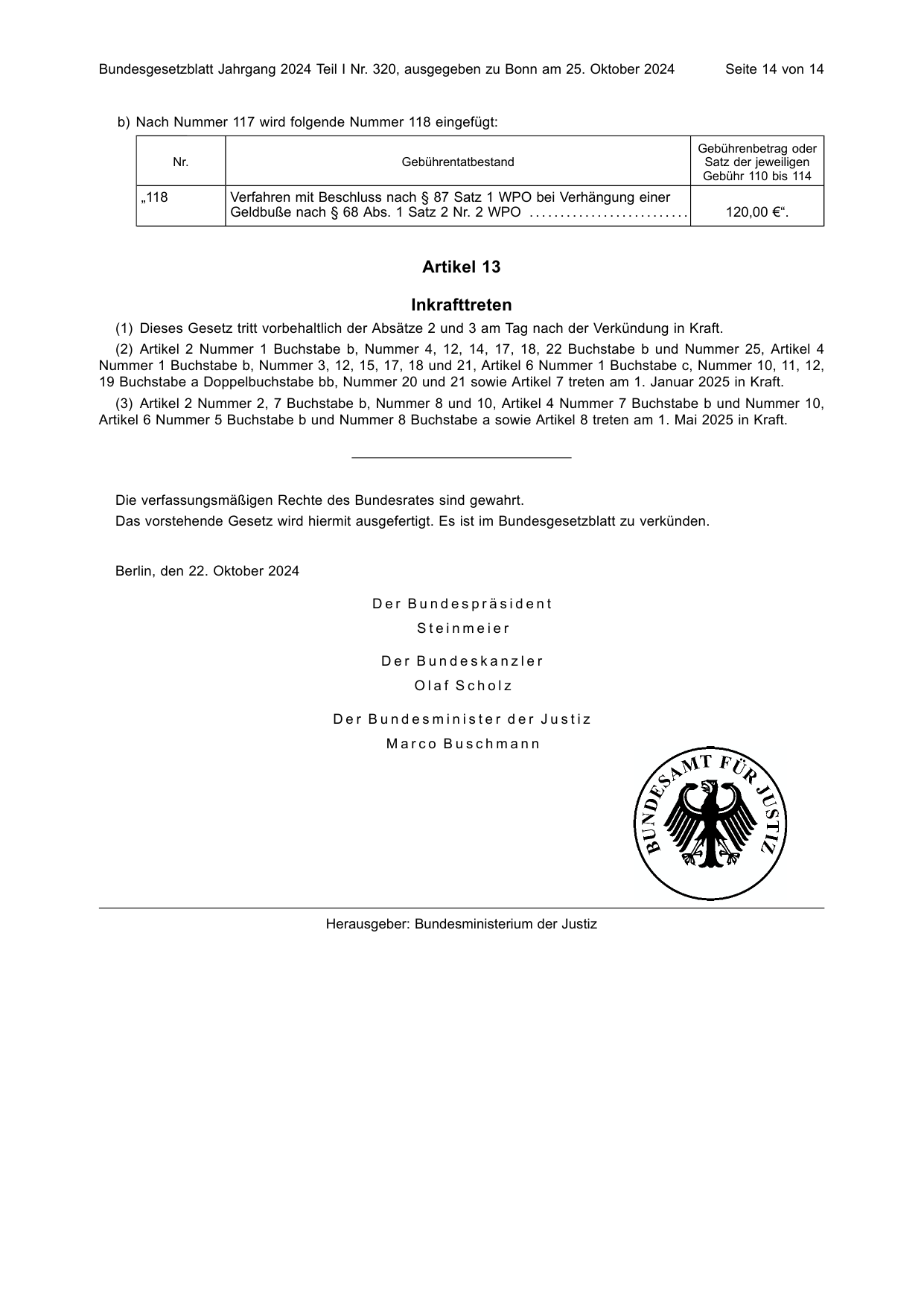 BGBl. 2024, Seite 14 — Originalseite als Abbildung