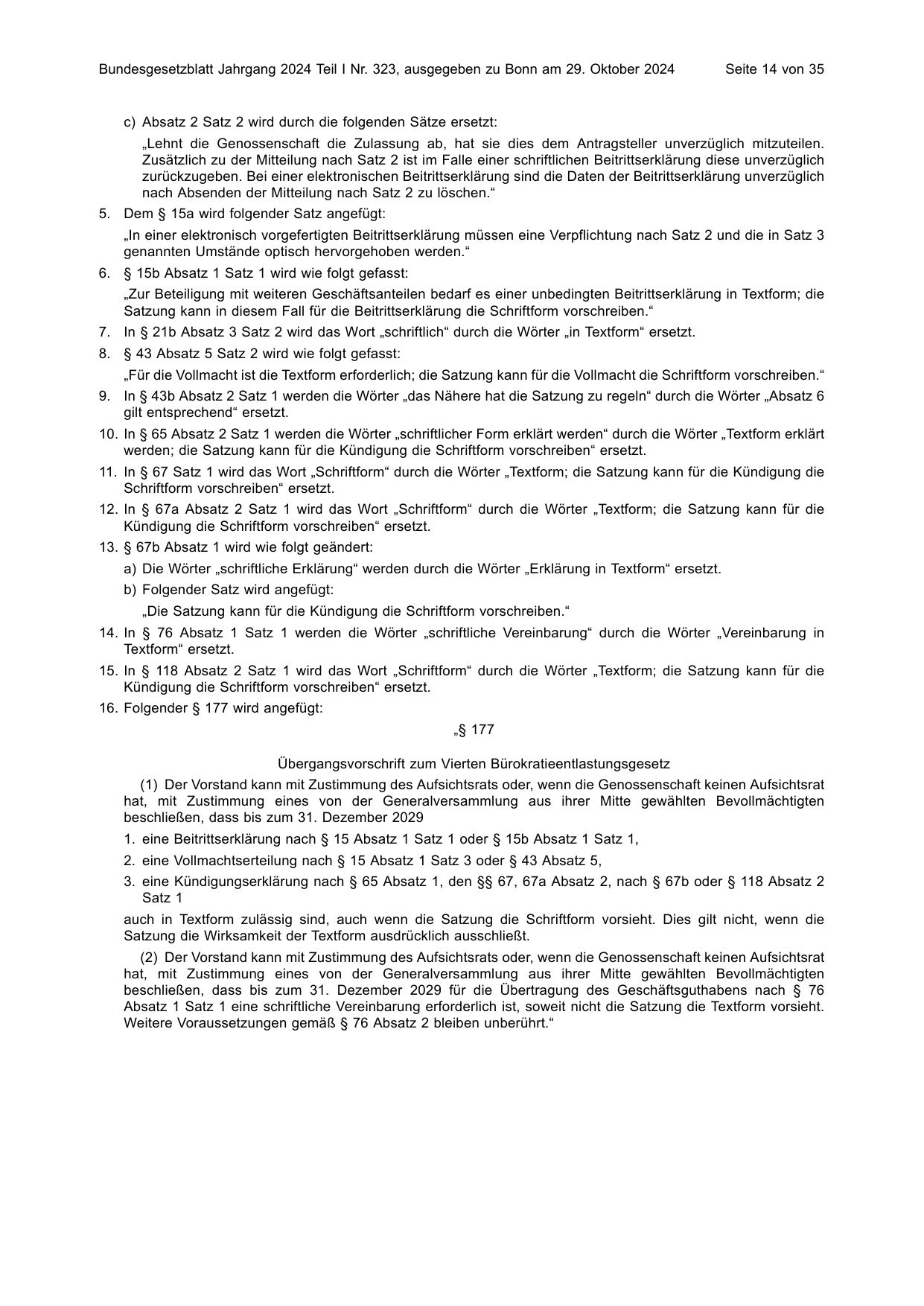 BGBl. 2024, Seite 14 — Originalseite als Abbildung