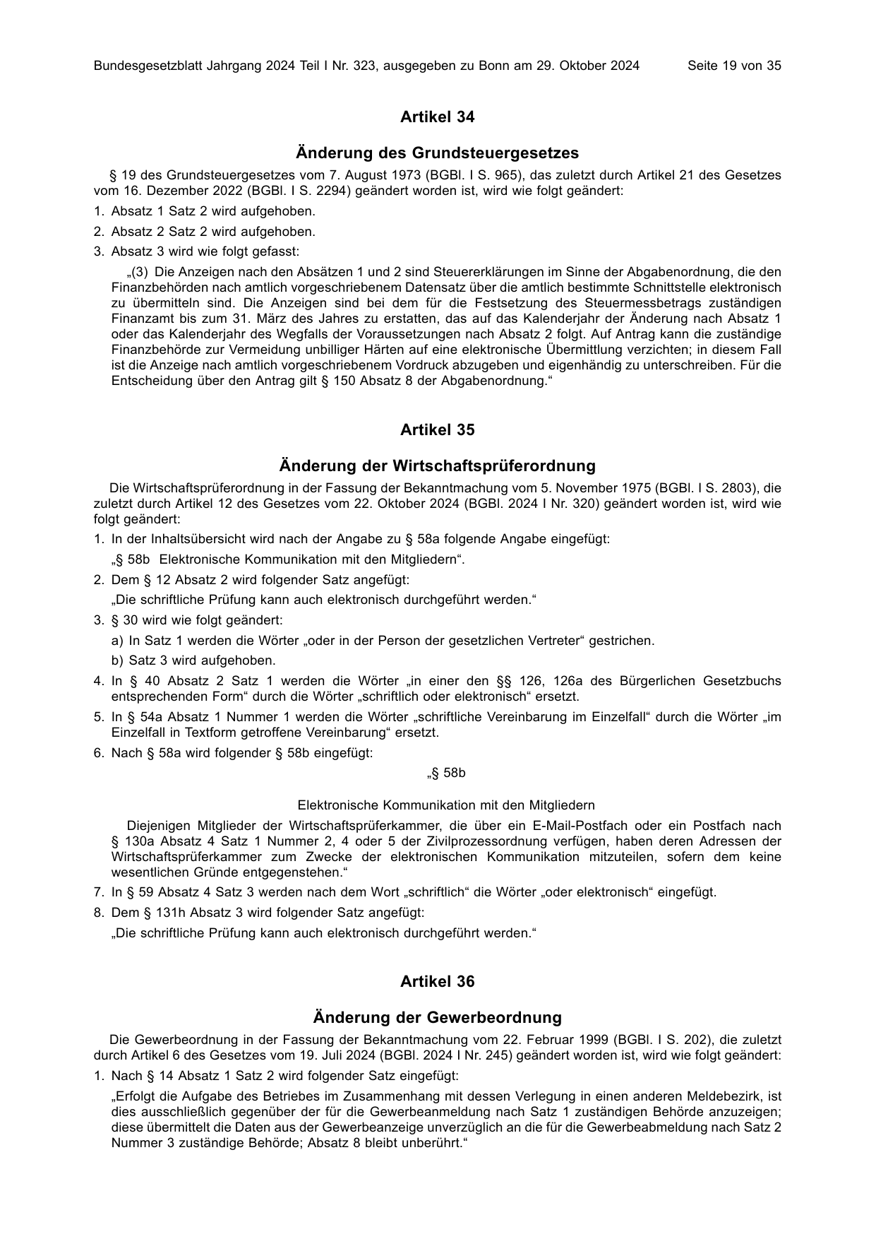 BGBl. 2024, Seite 19 — Originalseite als Abbildung