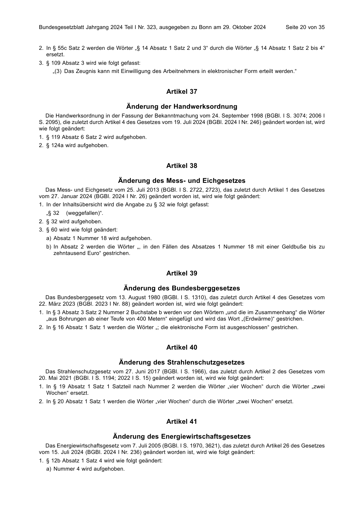 BGBl. 2024, Seite 20 — Originalseite als Abbildung