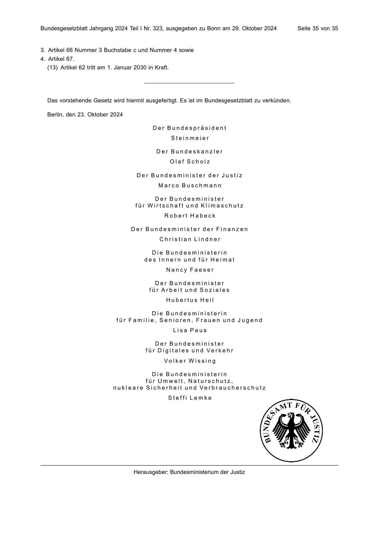 BGBl. 2024, Seite 35 — Originalseite als Abbildung