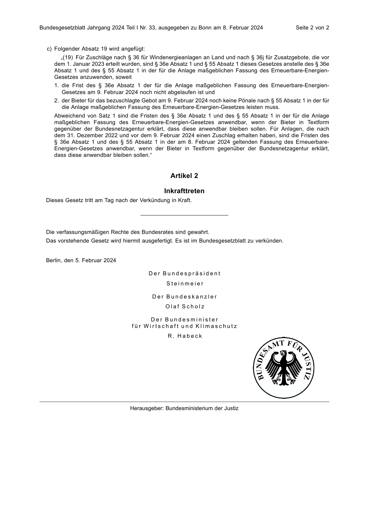 BGBl. 2024, Seite 2 — Originalseite als Abbildung