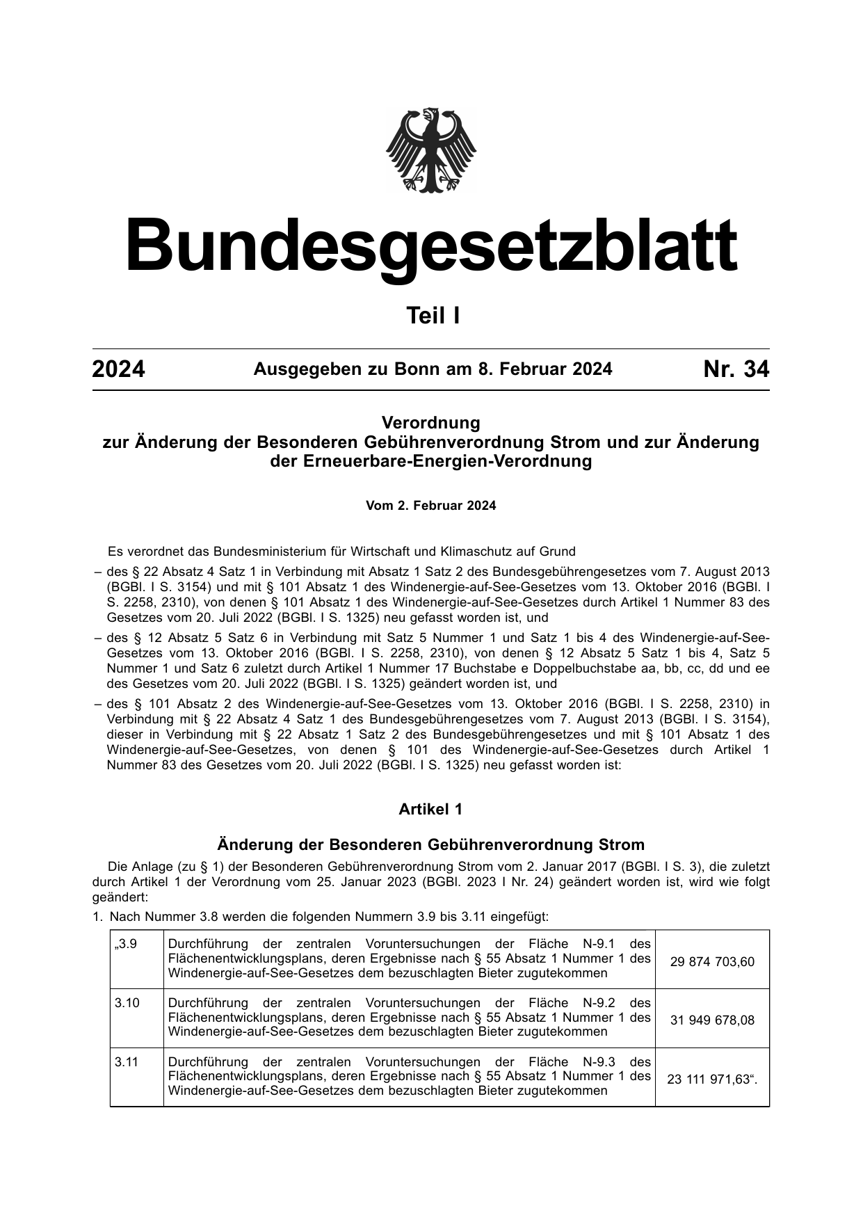 BGBl. 2024, Seite 1 — Originalseite als Abbildung
