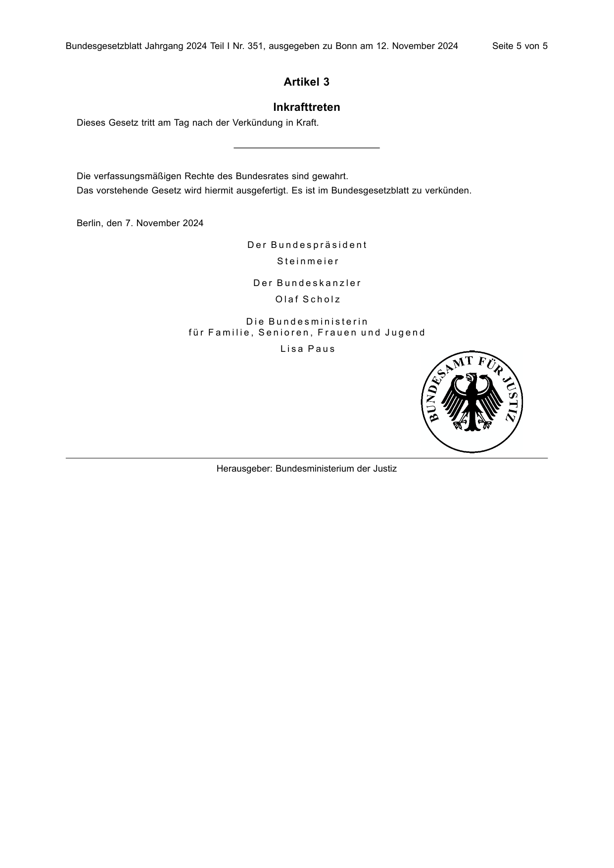 BGBl. 2024, Seite 5 — Originalseite als Abbildung