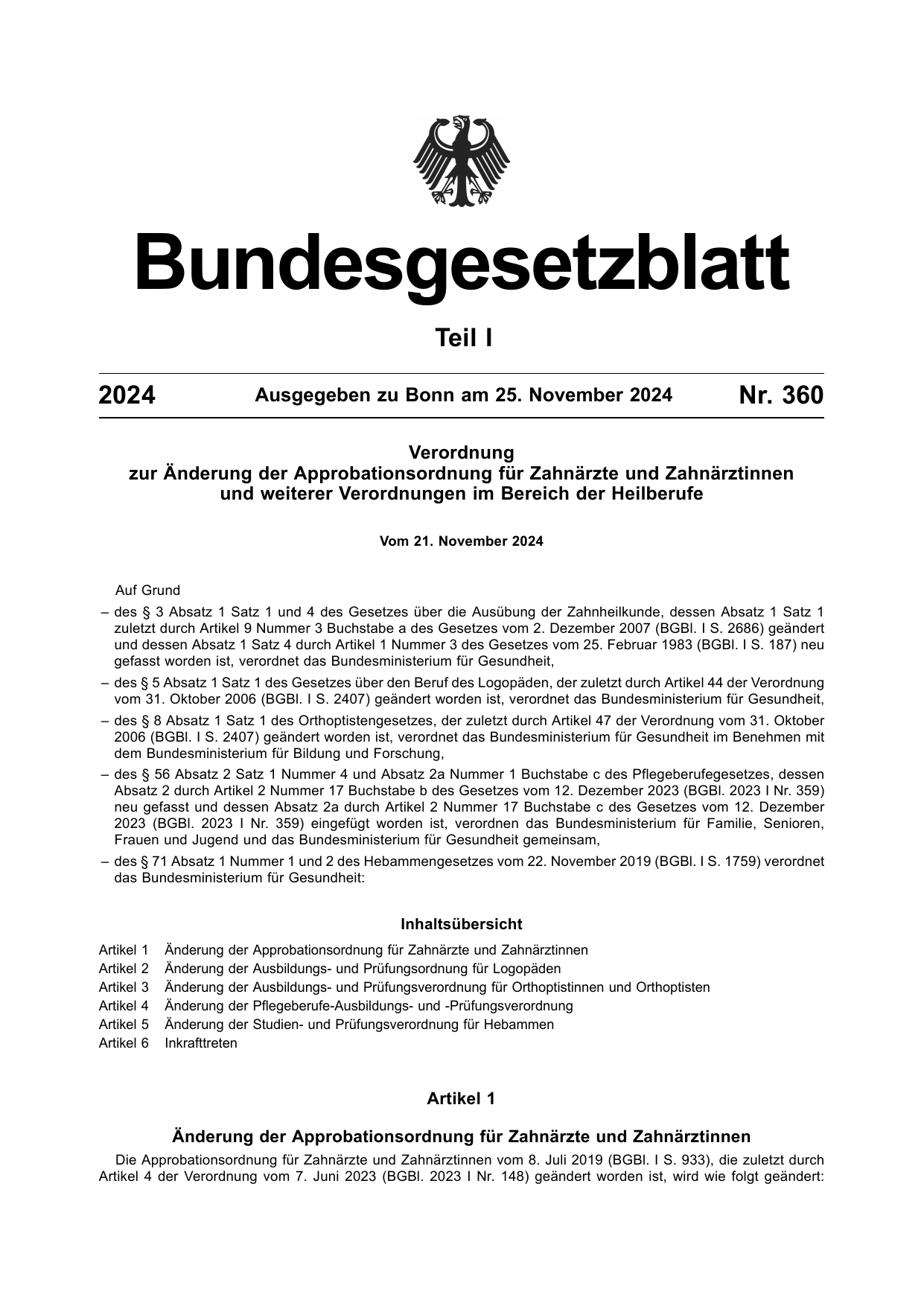 BGBl. 2024, Seite 1 — Originalseite als Abbildung