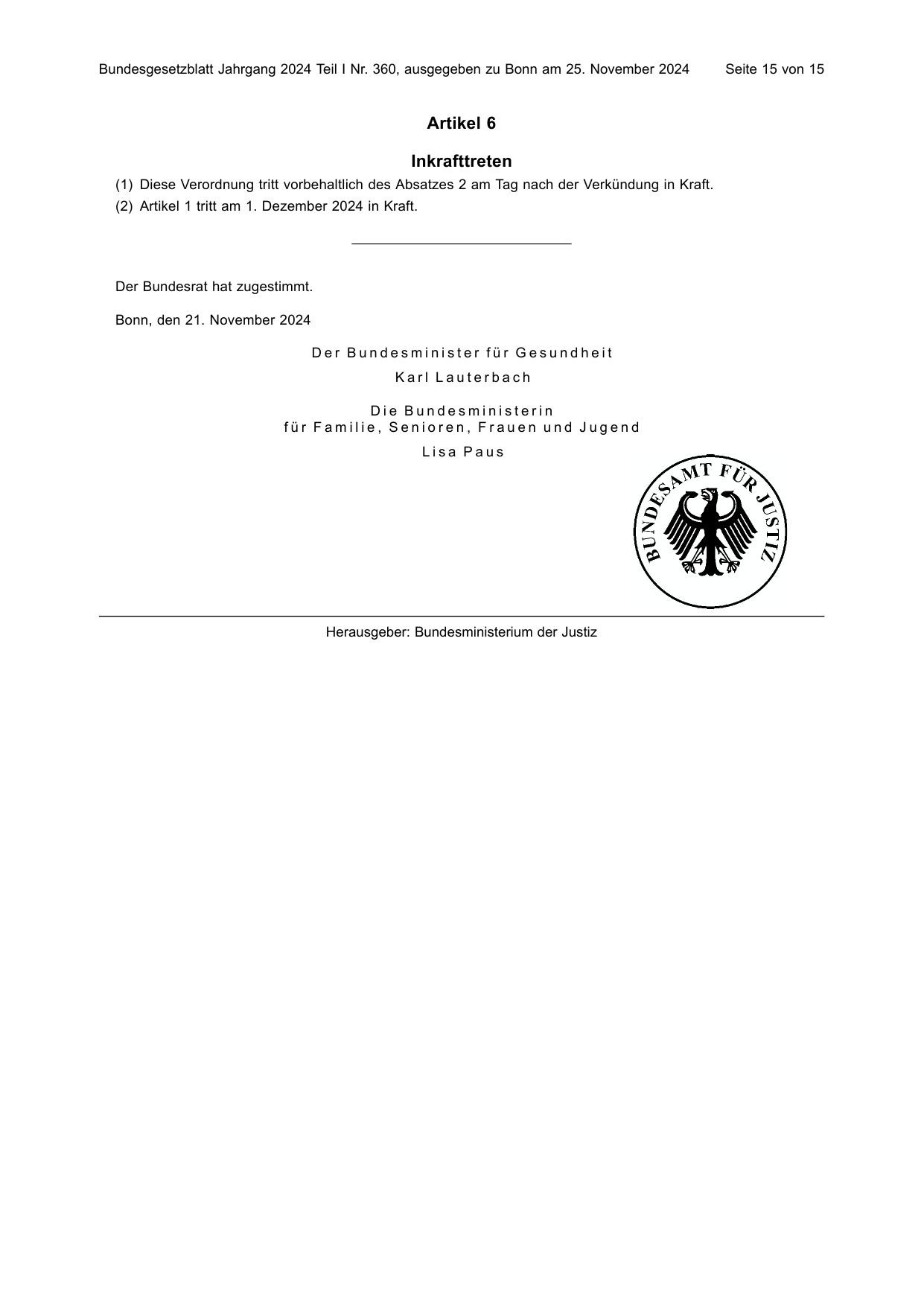 BGBl. 2024, Seite 15 — Originalseite als Abbildung