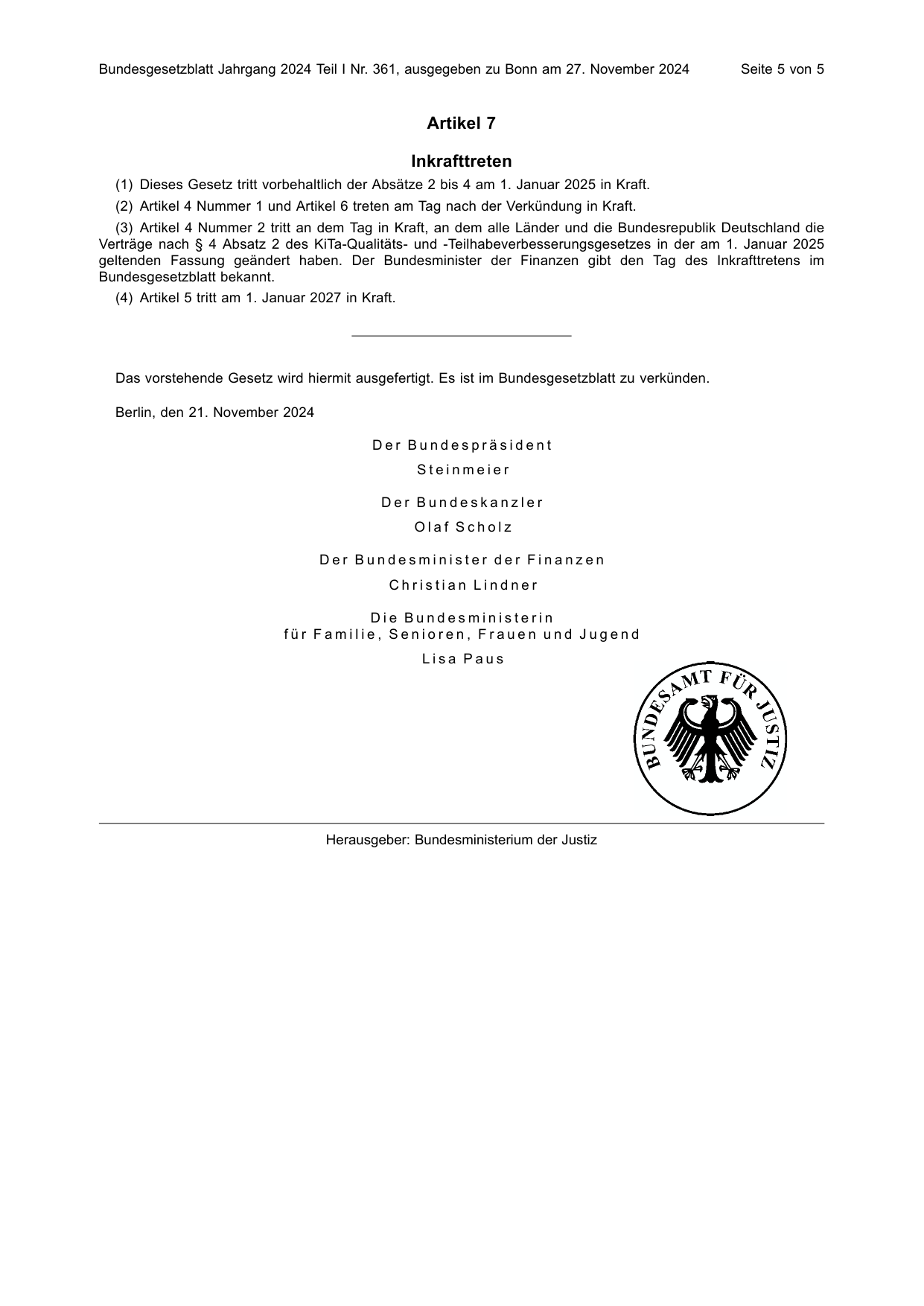 BGBl. 2024, Seite 5 — Originalseite als Abbildung